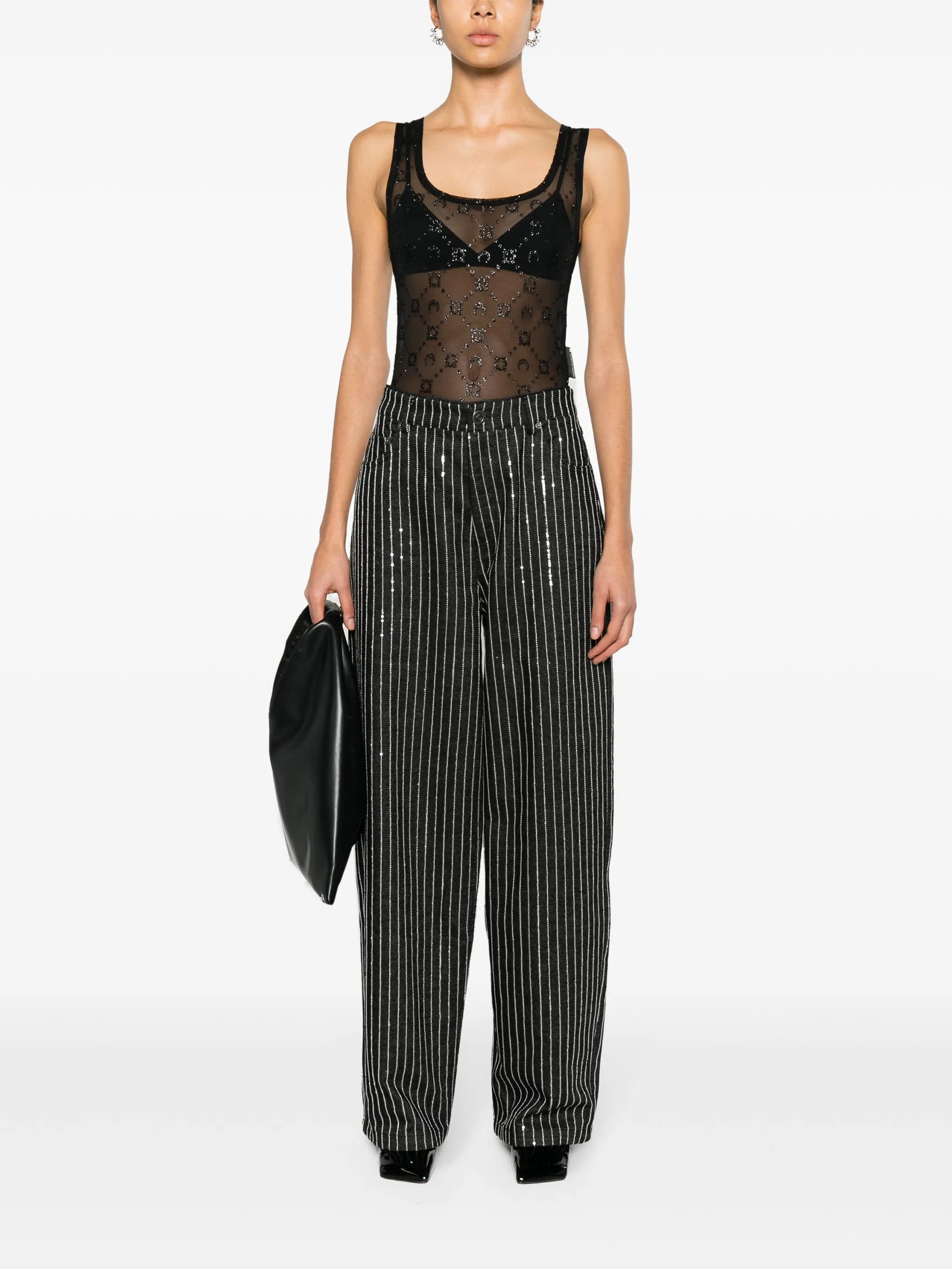 Moonogram flocked tulle bodysuit