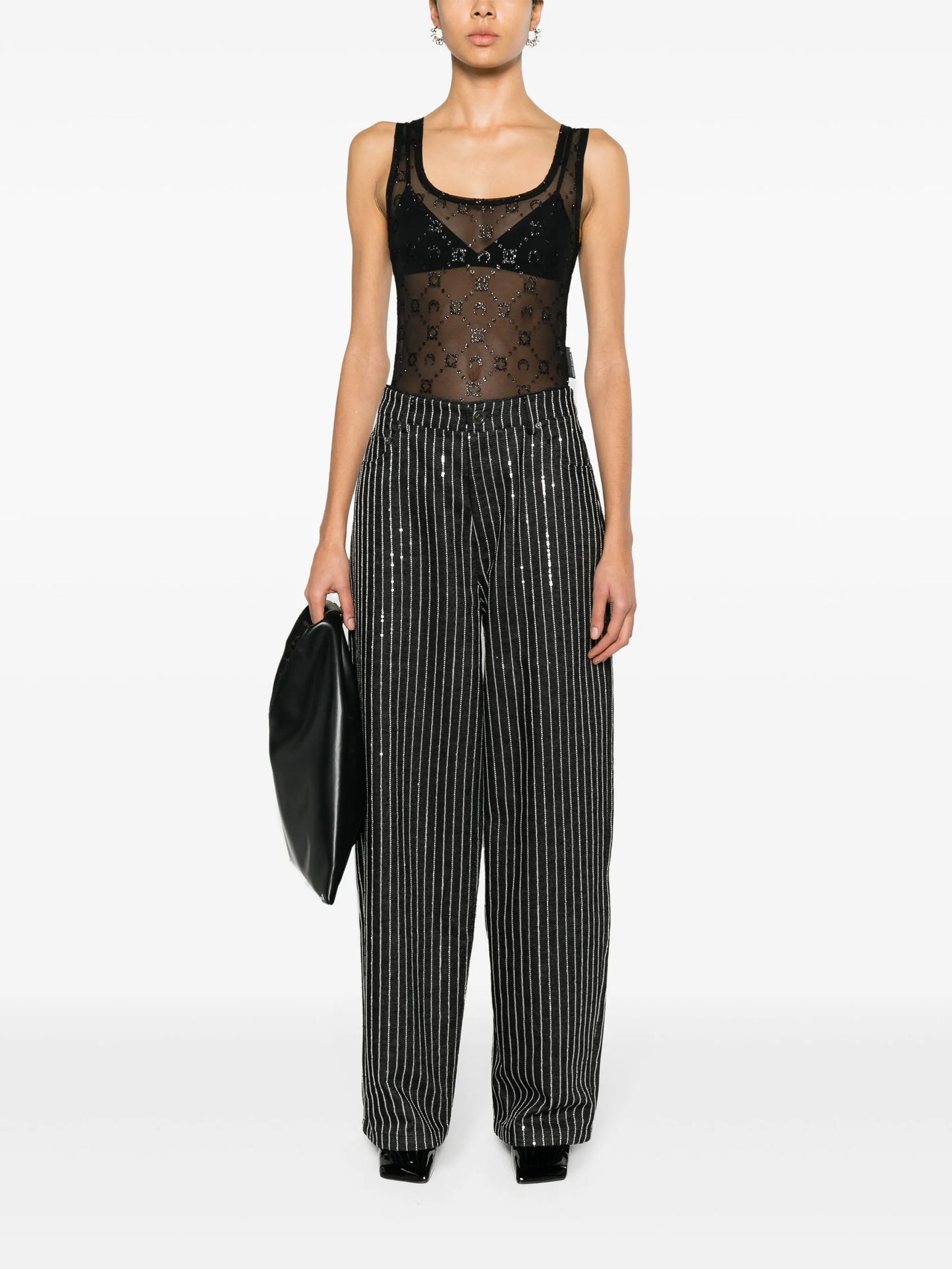 Moonogram flocked tulle bodysuit