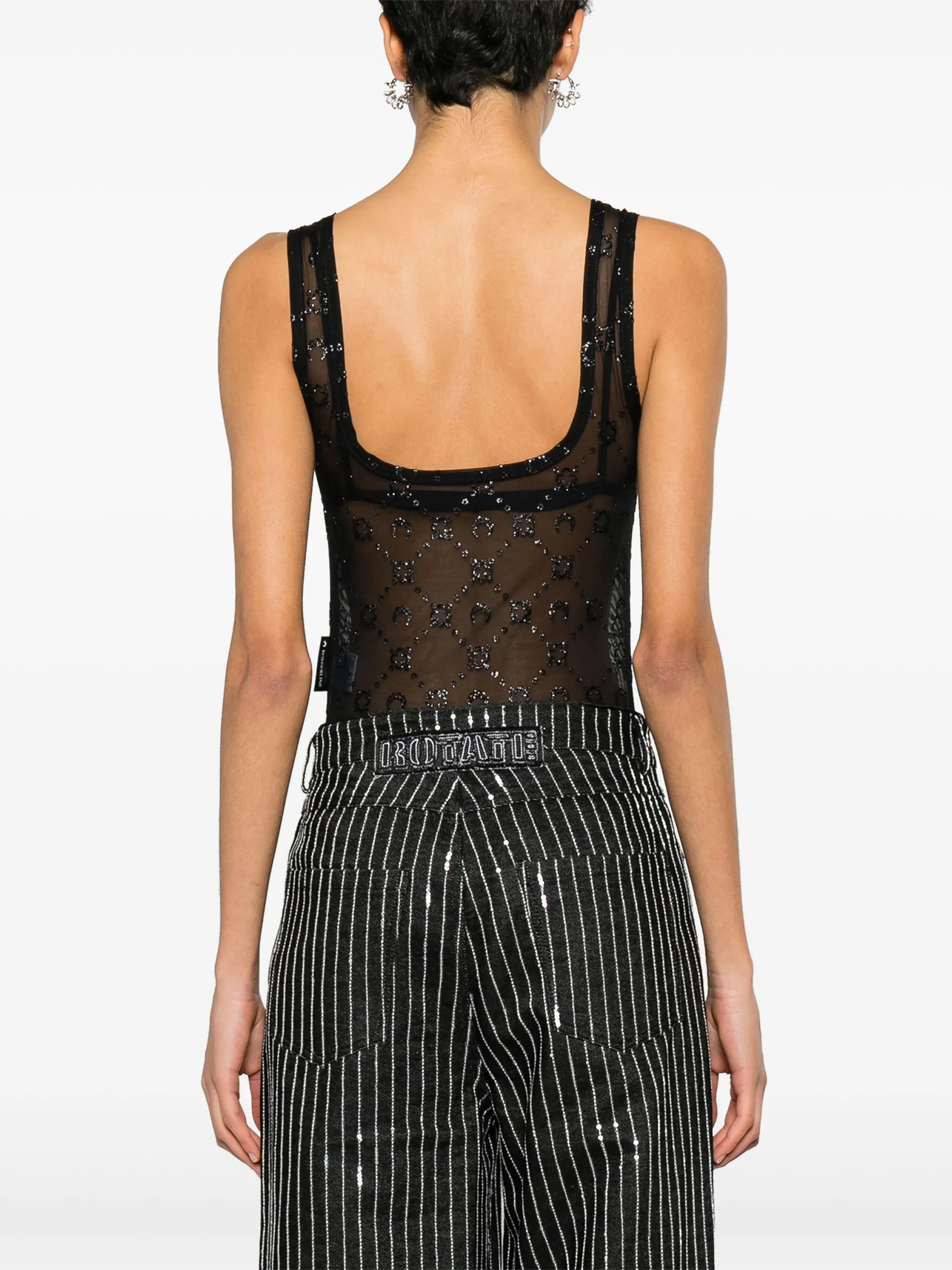Moonogram flocked tulle bodysuit