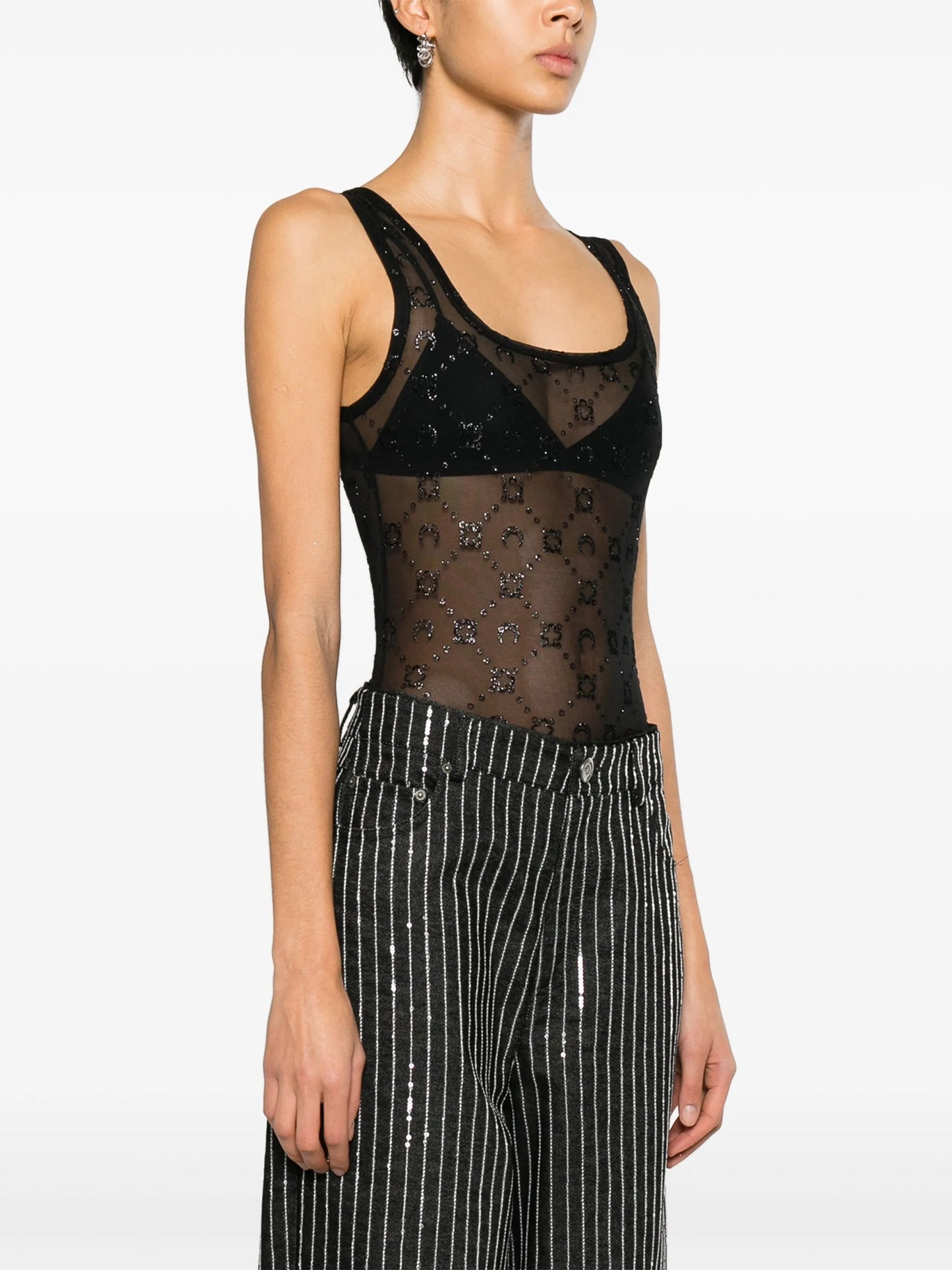 Moonogram flocked tulle bodysuit