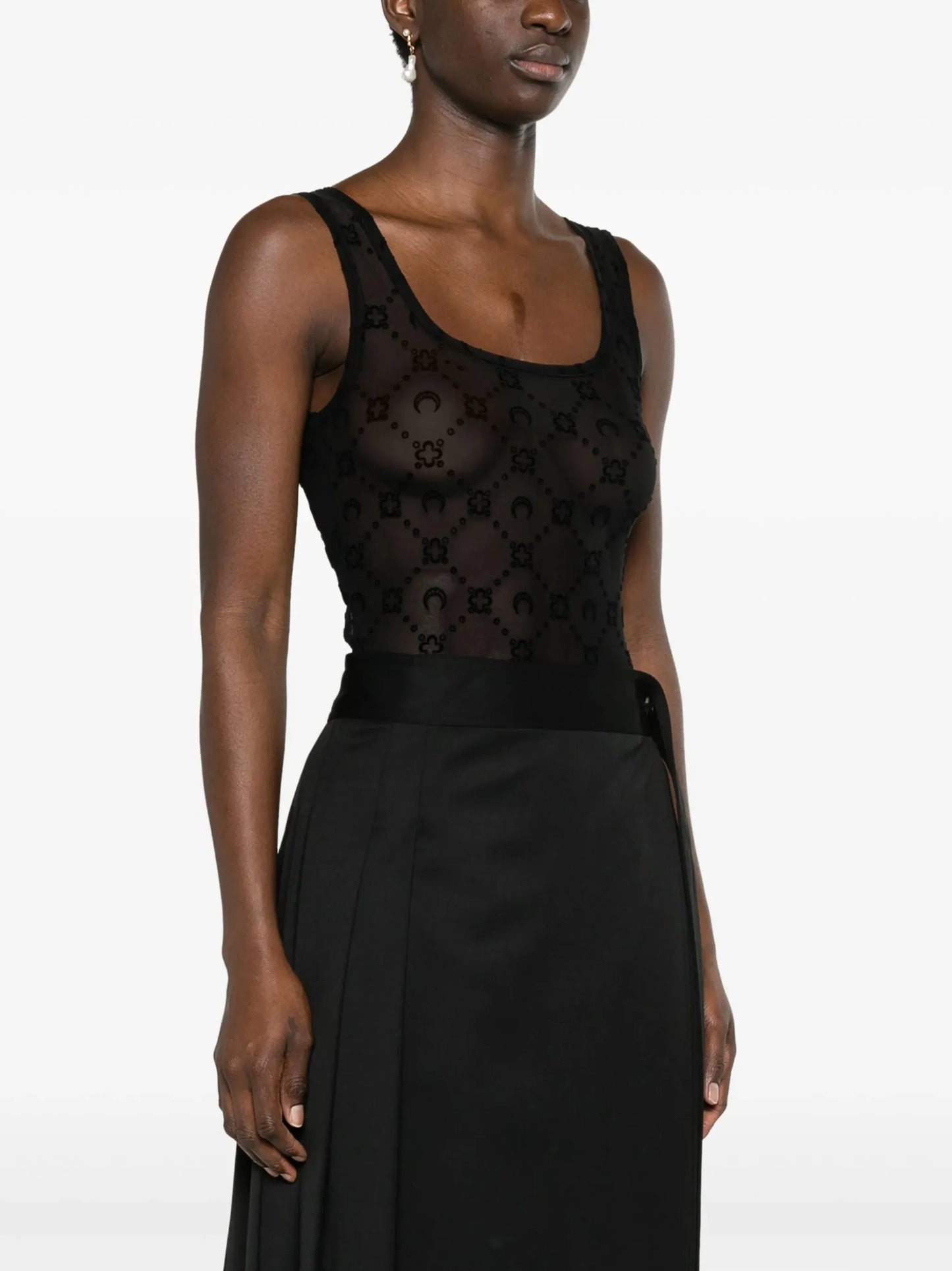 Moonogram flocked tulle bodysuit