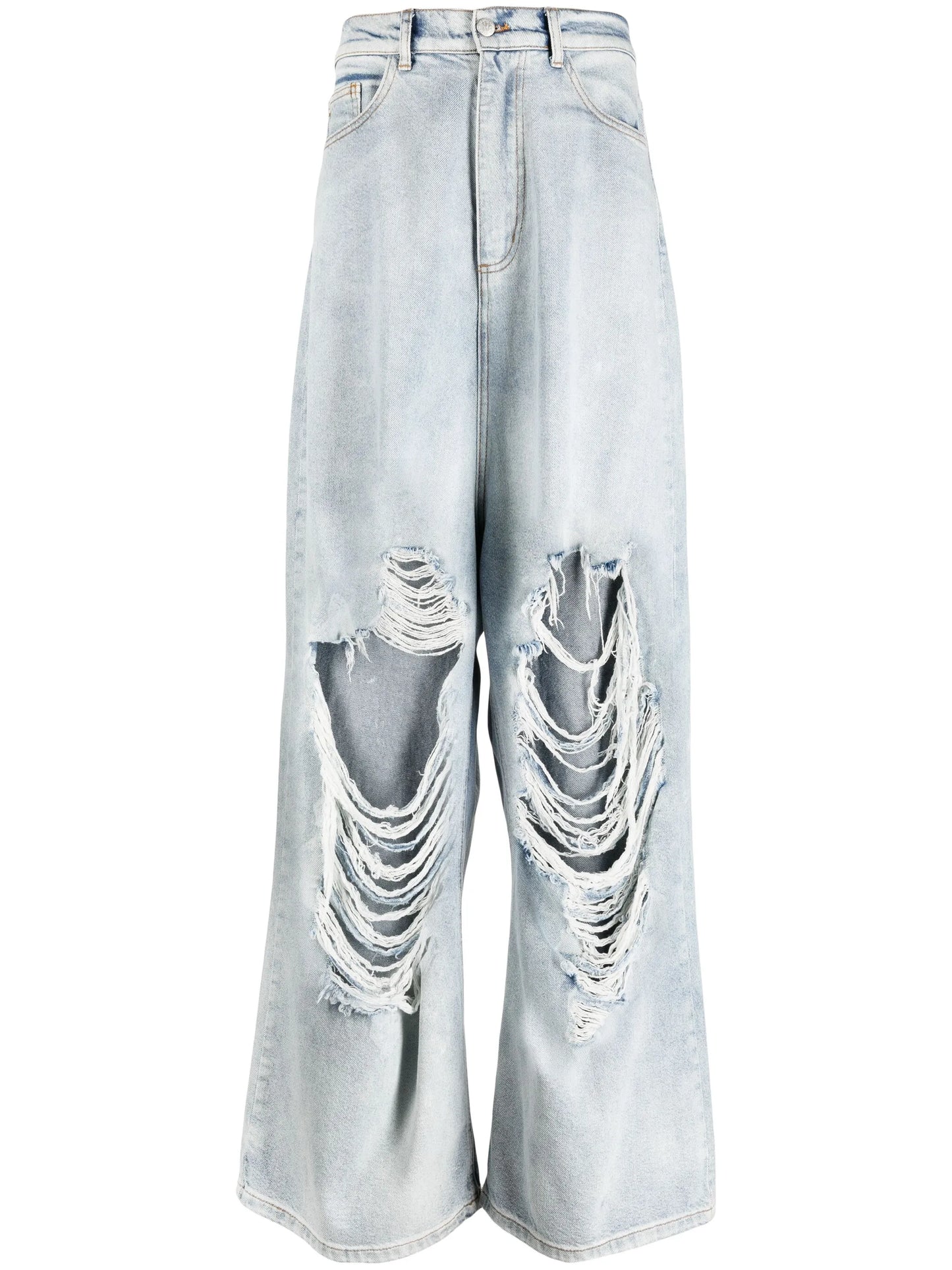 distressed wide-leg jeans
