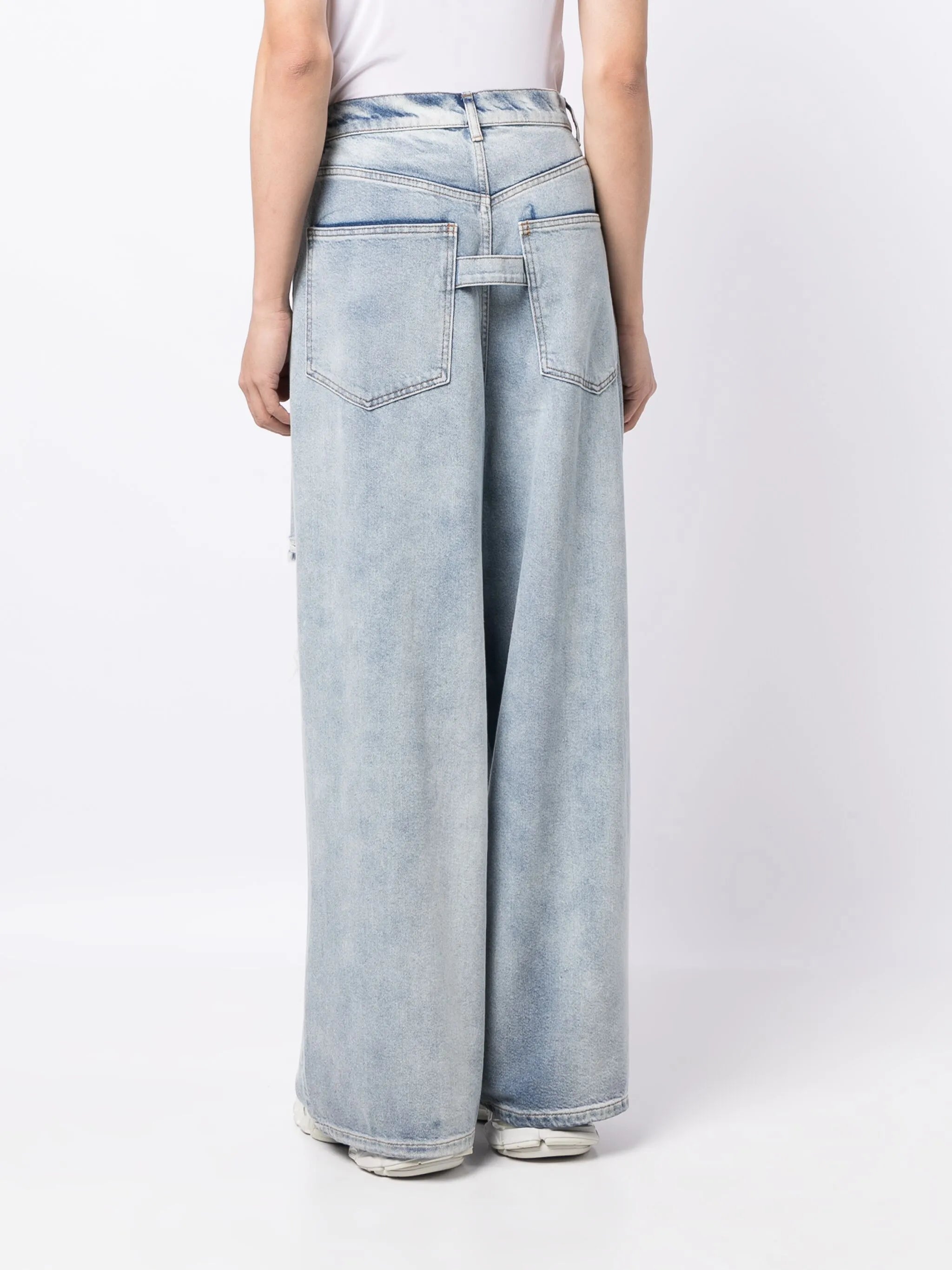 distressed wide-leg jeans