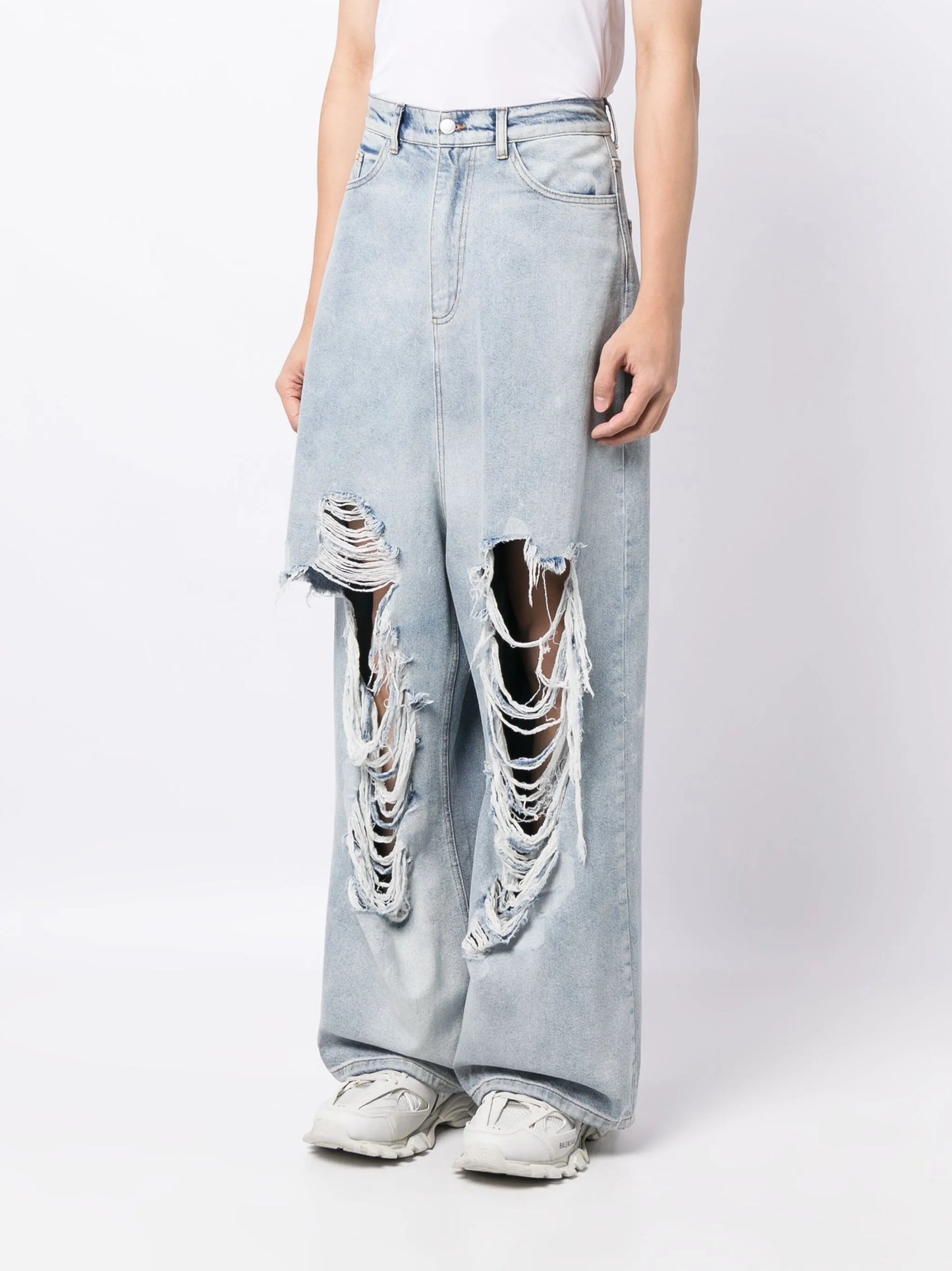 distressed wide-leg jeans