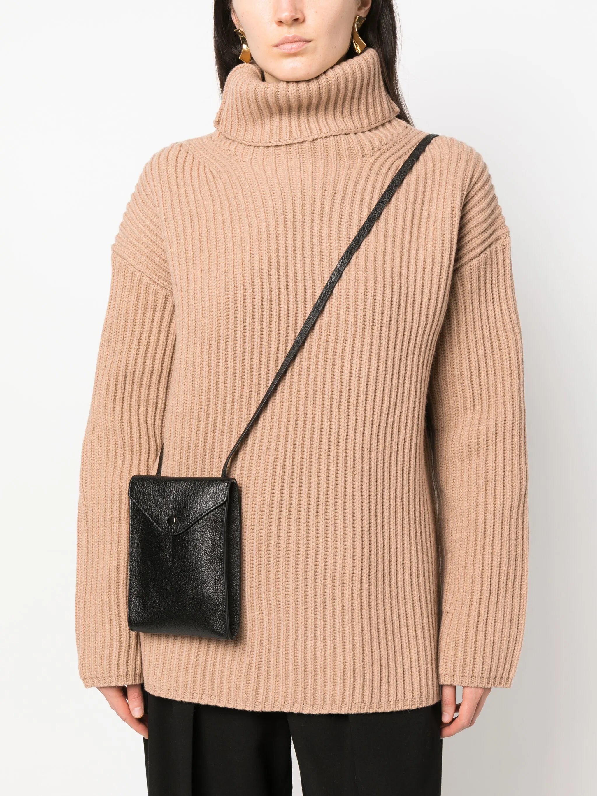 grained-texture leather crossbody bag