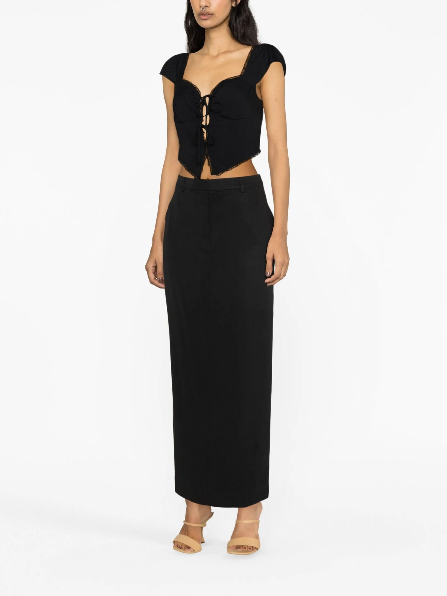 Safia lace-up cropped blouse