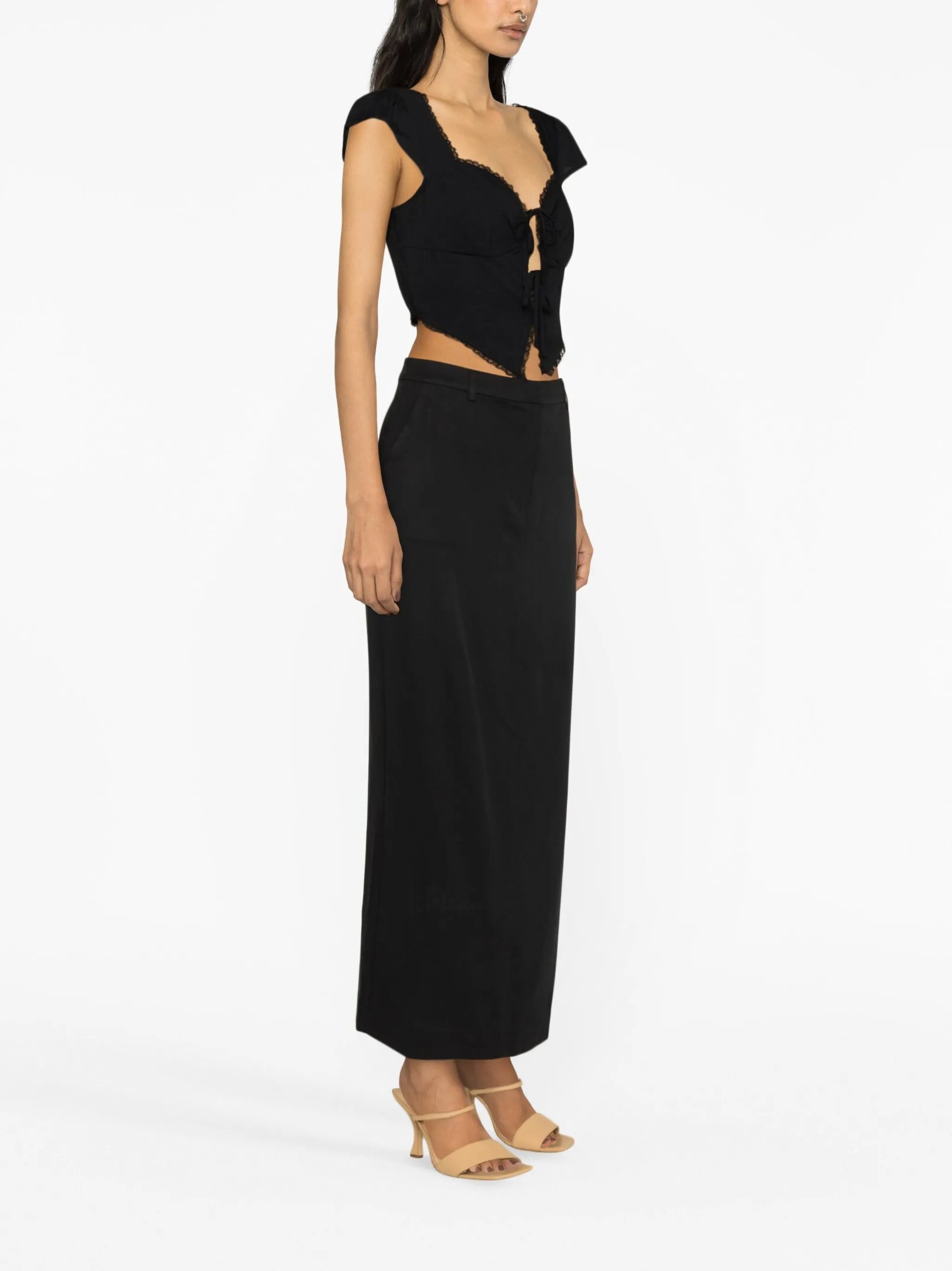 Safia lace-up cropped blouse