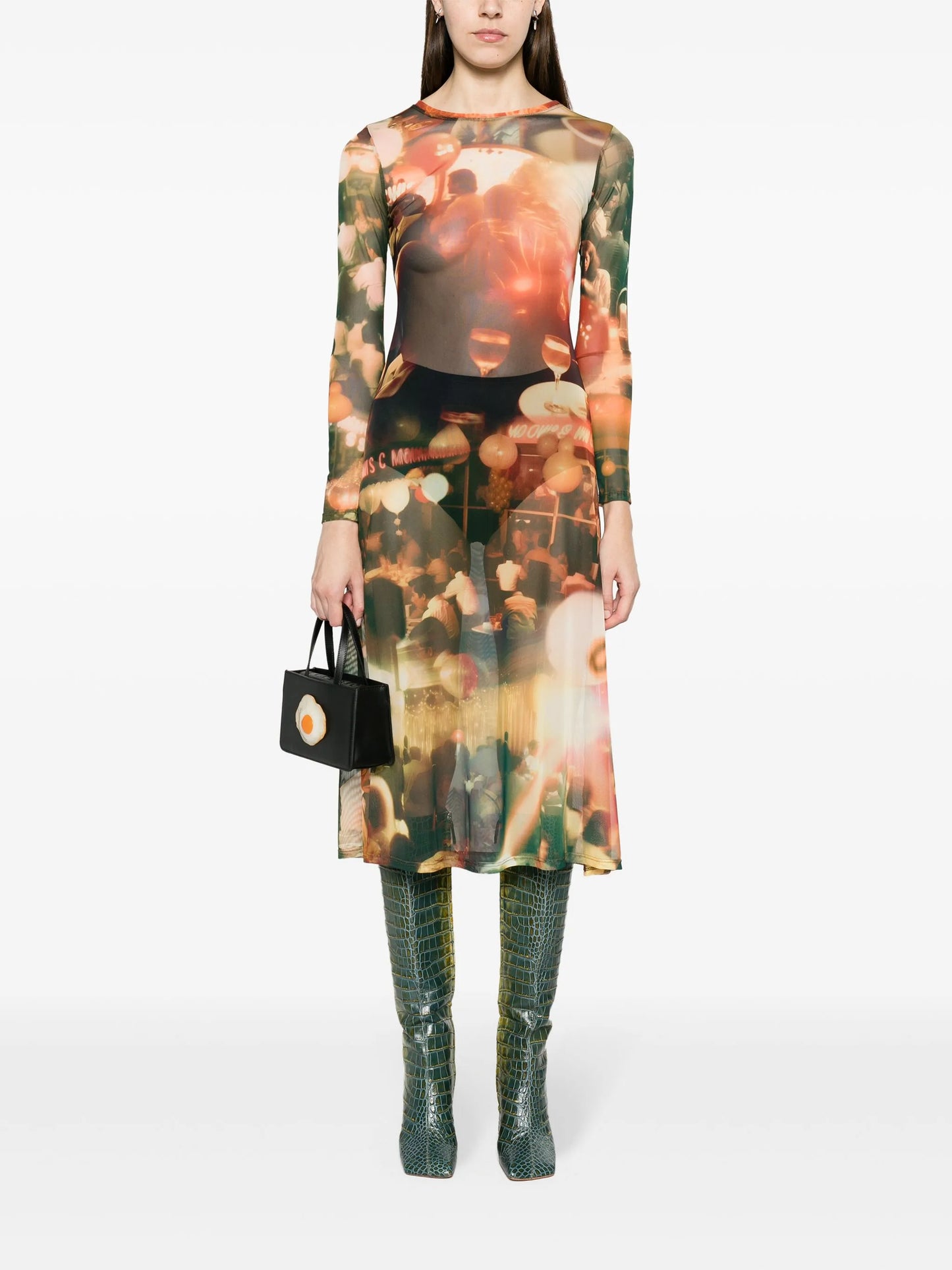 Chow mesh midi dress