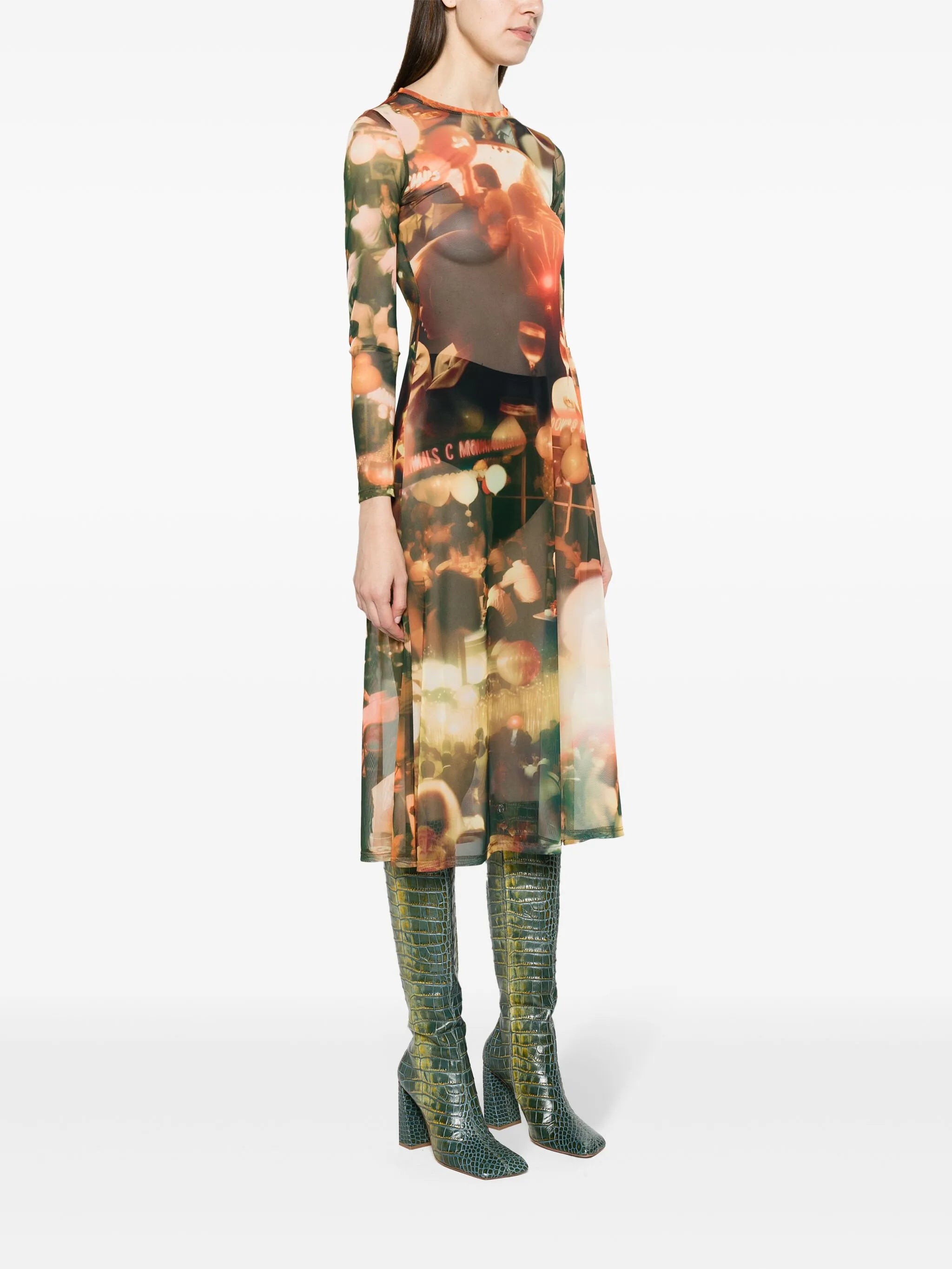 Chow mesh midi dress