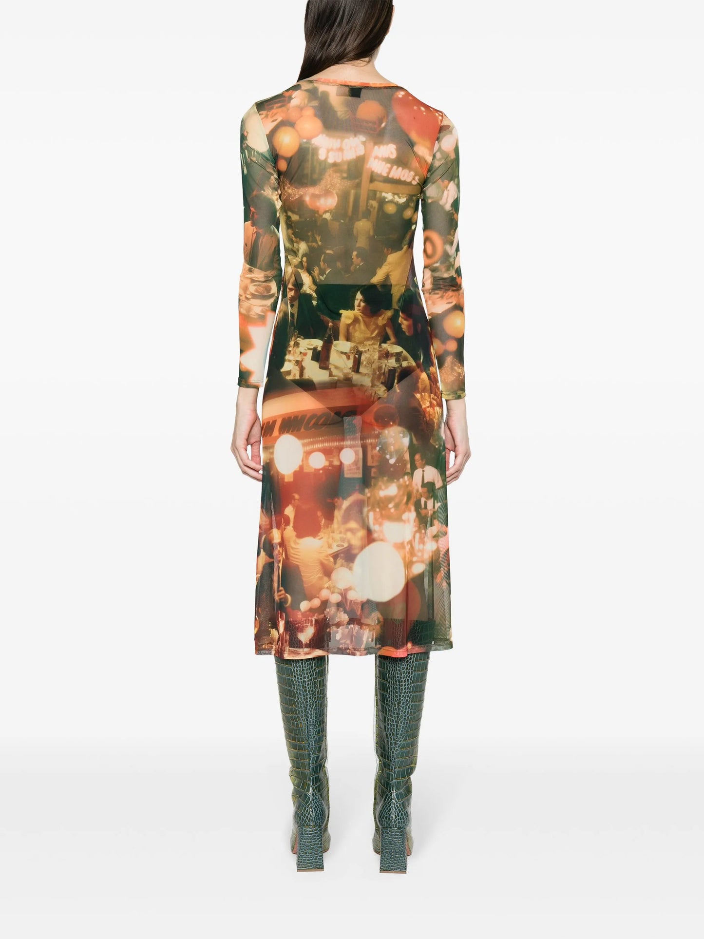 Chow mesh midi dress
