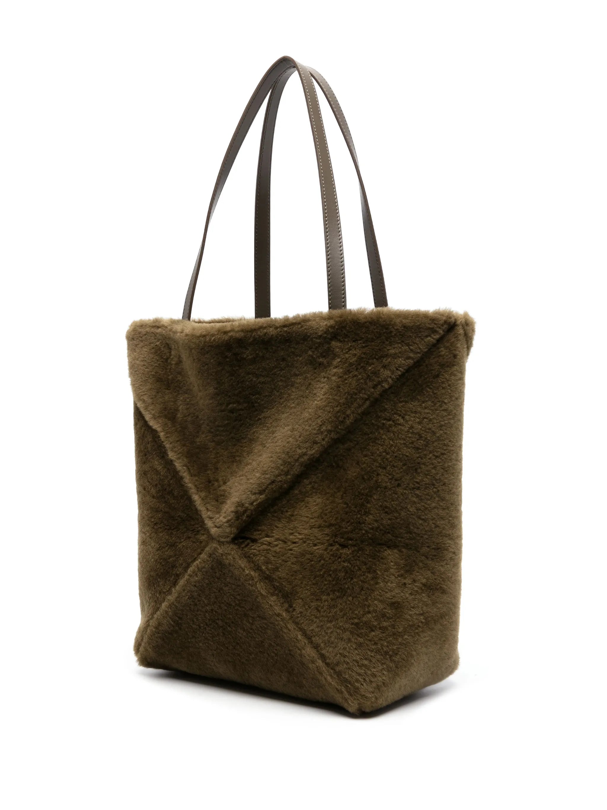 medium Puzzle Fold shearling tote bag