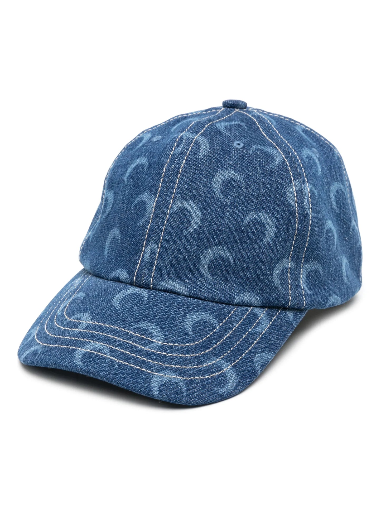 crescent moon-print denim cap