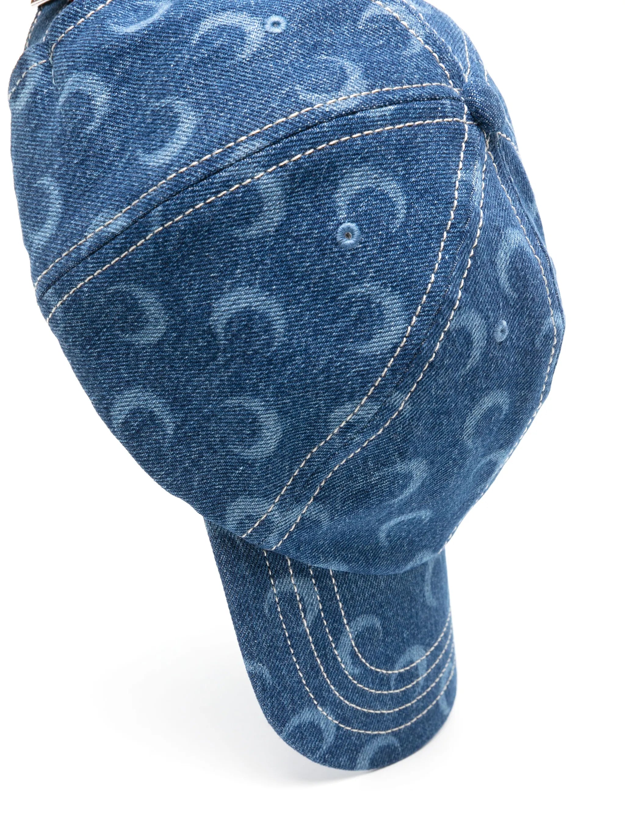 crescent moon-print denim cap