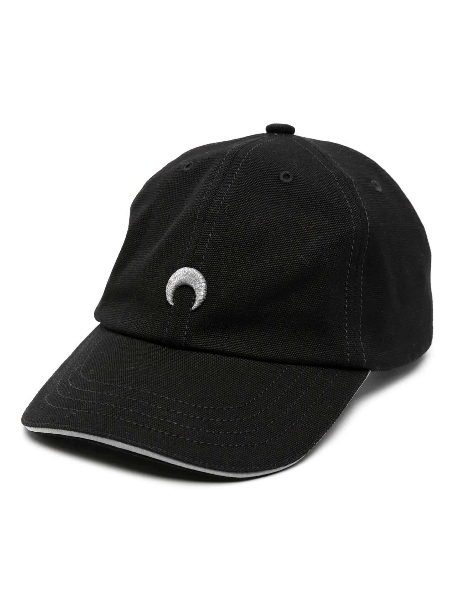Crescent Moon-embroidered canvas cap