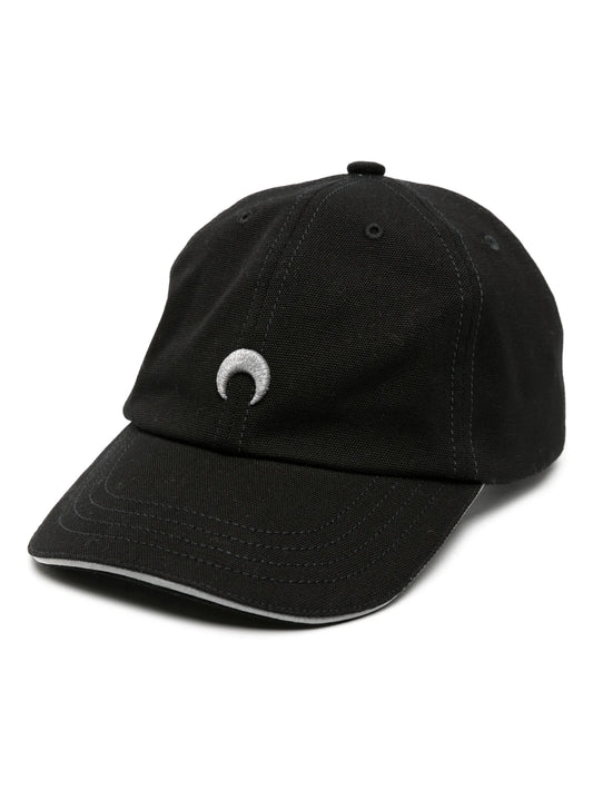 Crescent Moon-embroidered canvas cap
