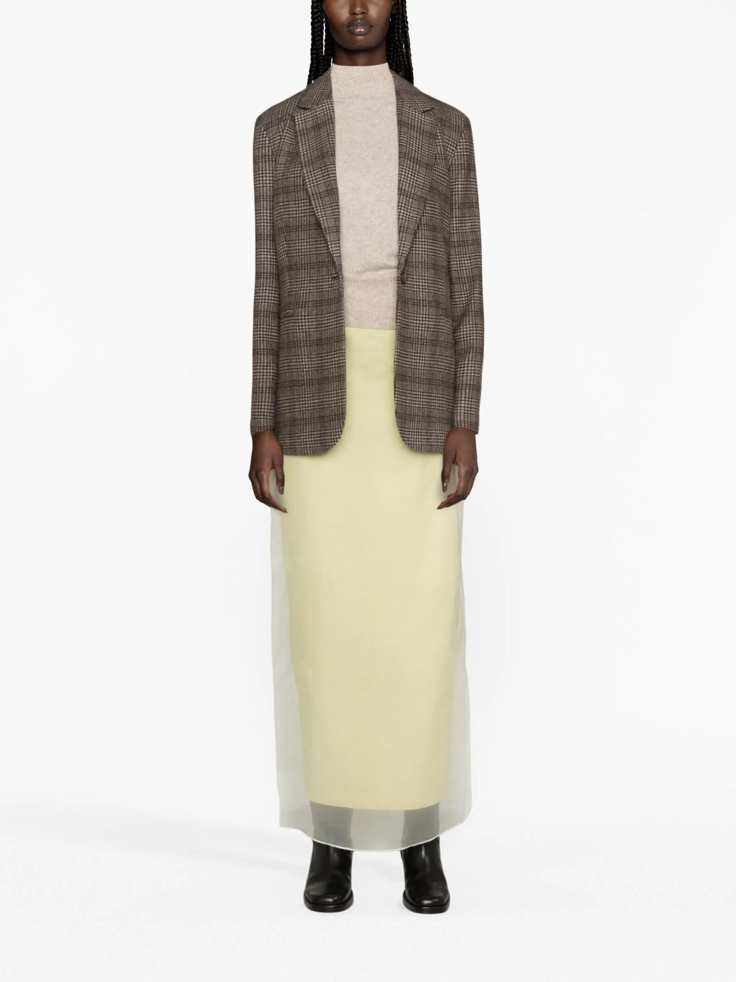 plaid single-breasted blazer