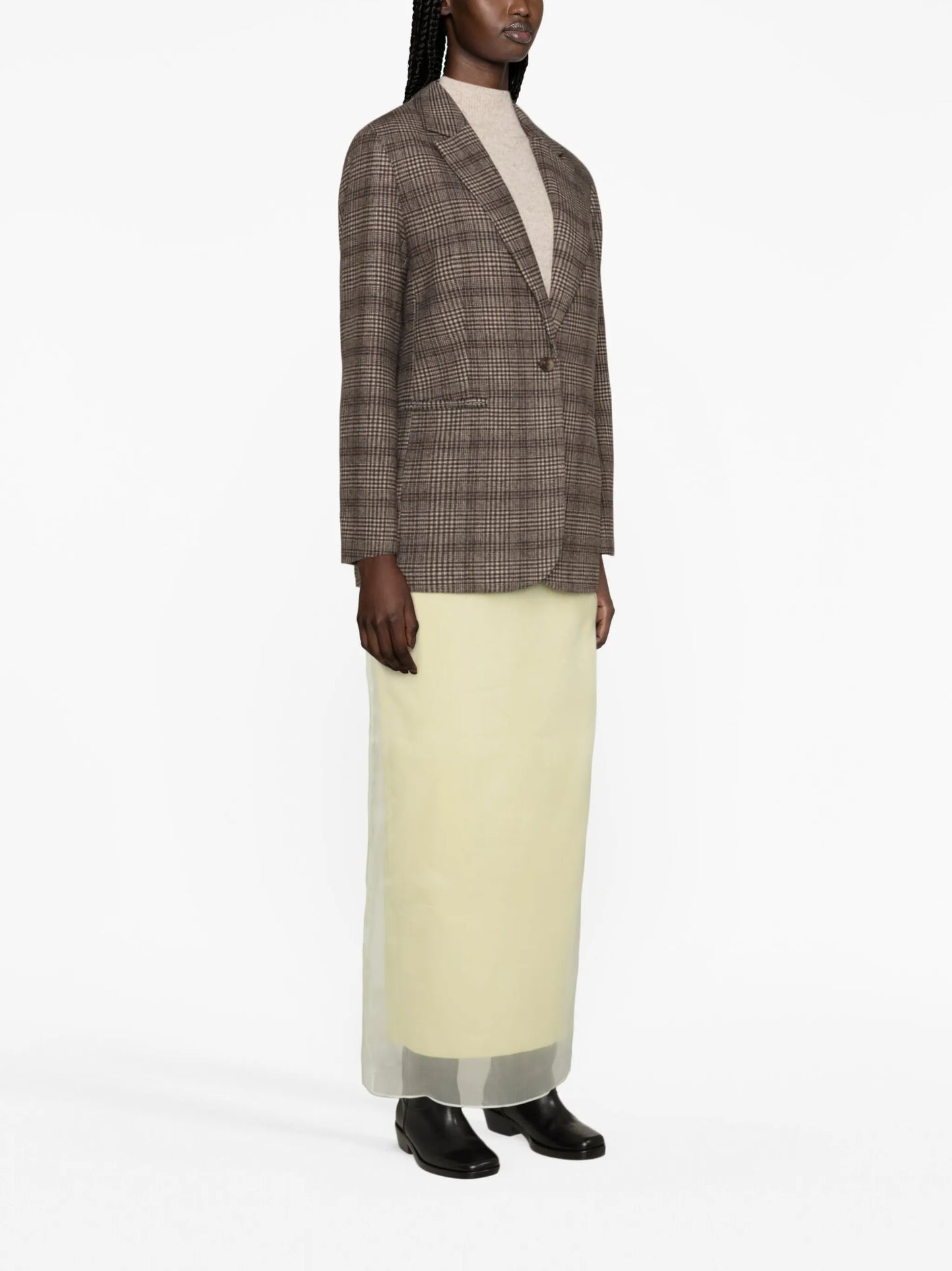 plaid single-breasted blazer