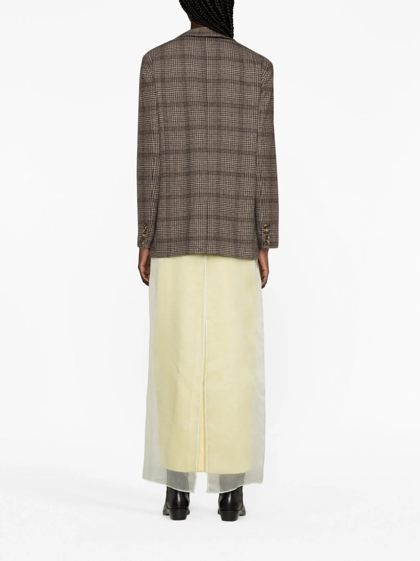 plaid single-breasted blazer