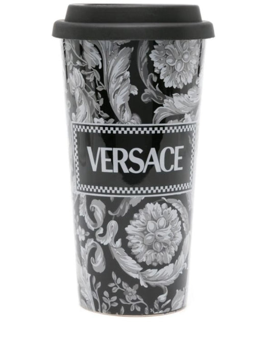 Barocco-print ceramic travel mug