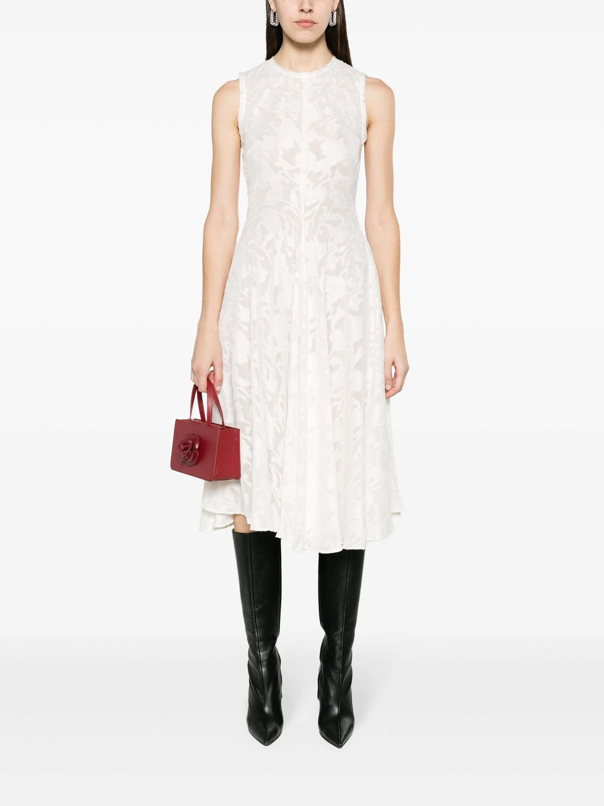 Chris floral-jacquard dress