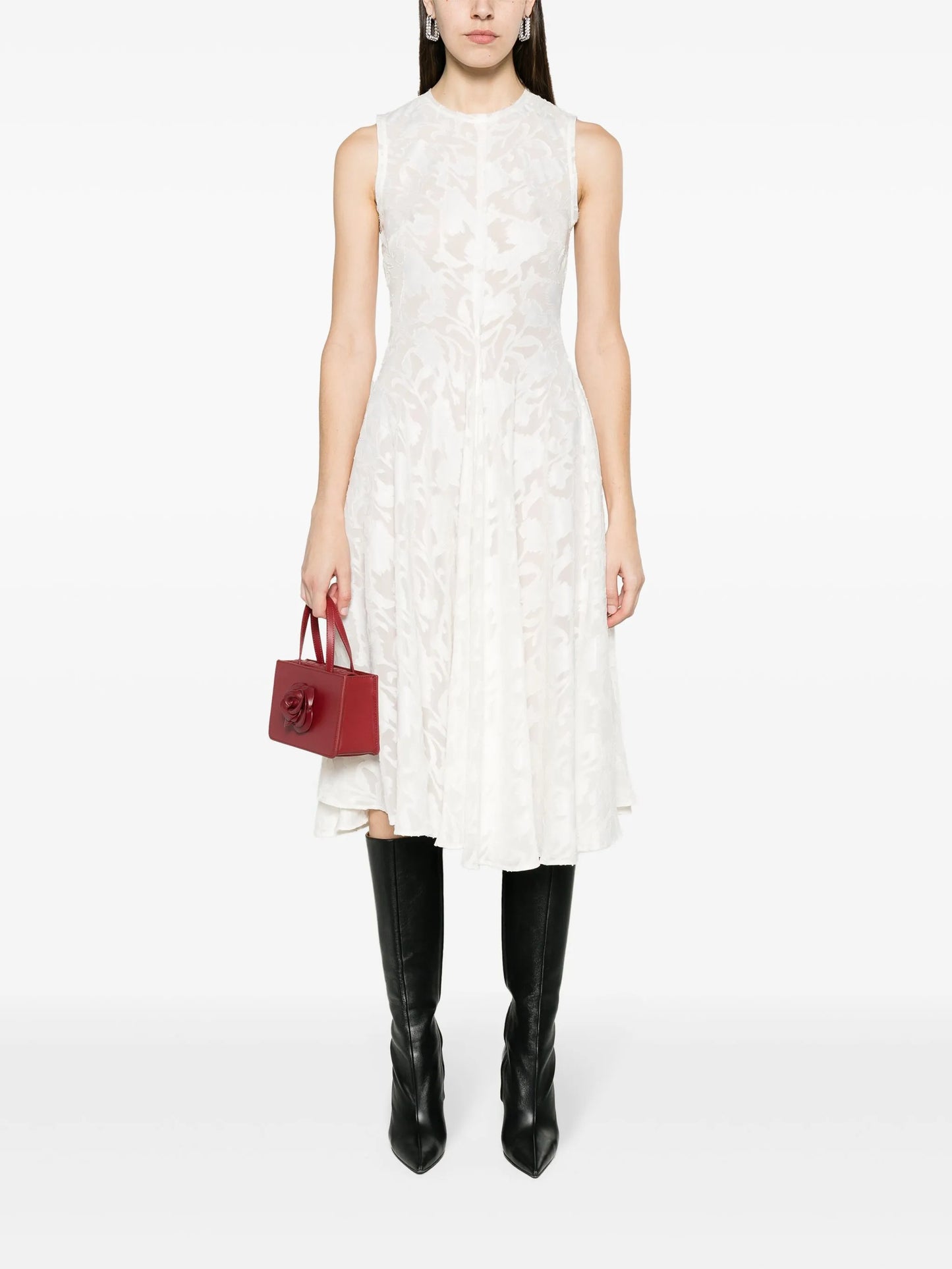 Chris floral-jacquard dress