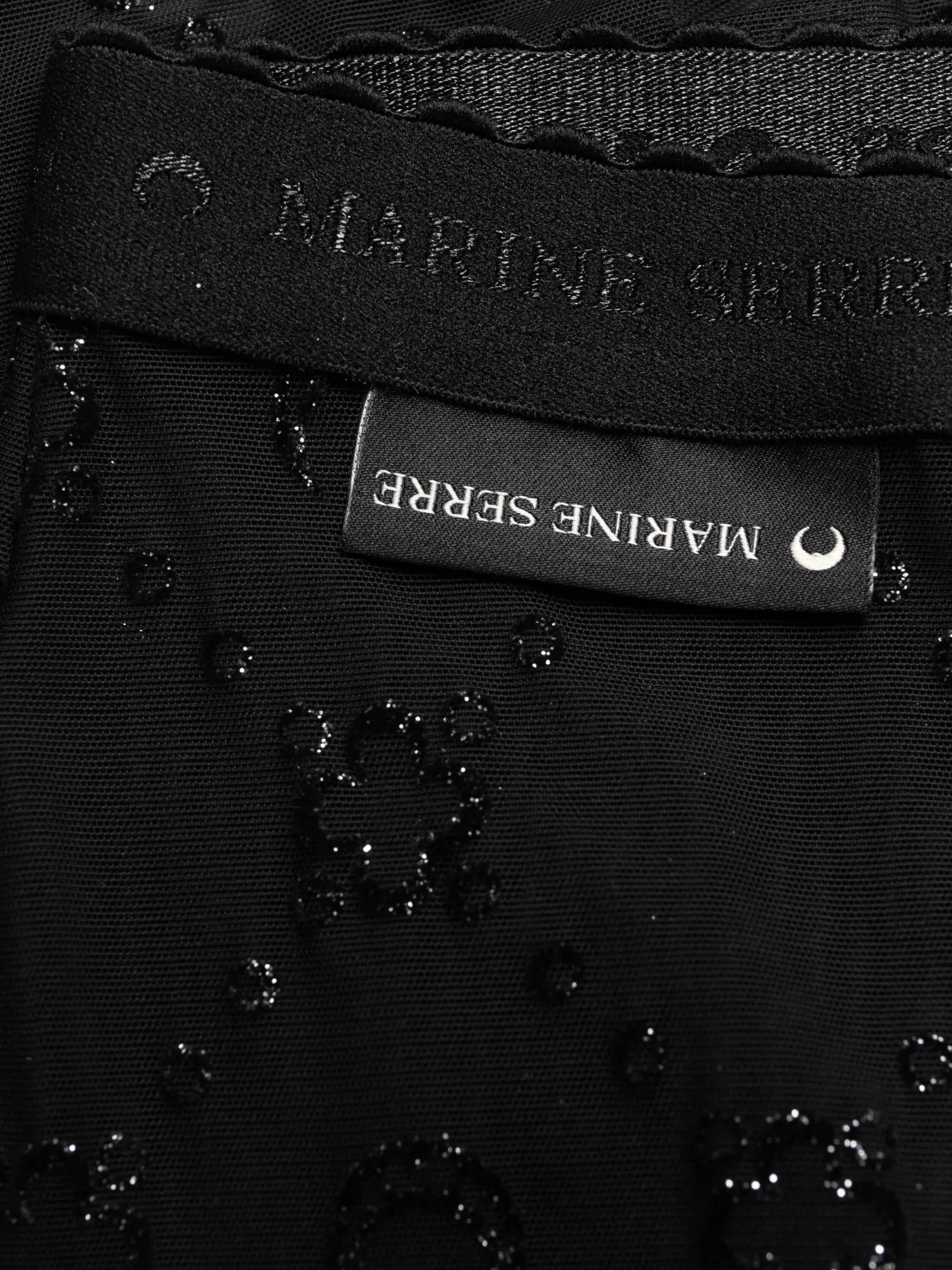 Crescent Moon-embroidered mesh tights