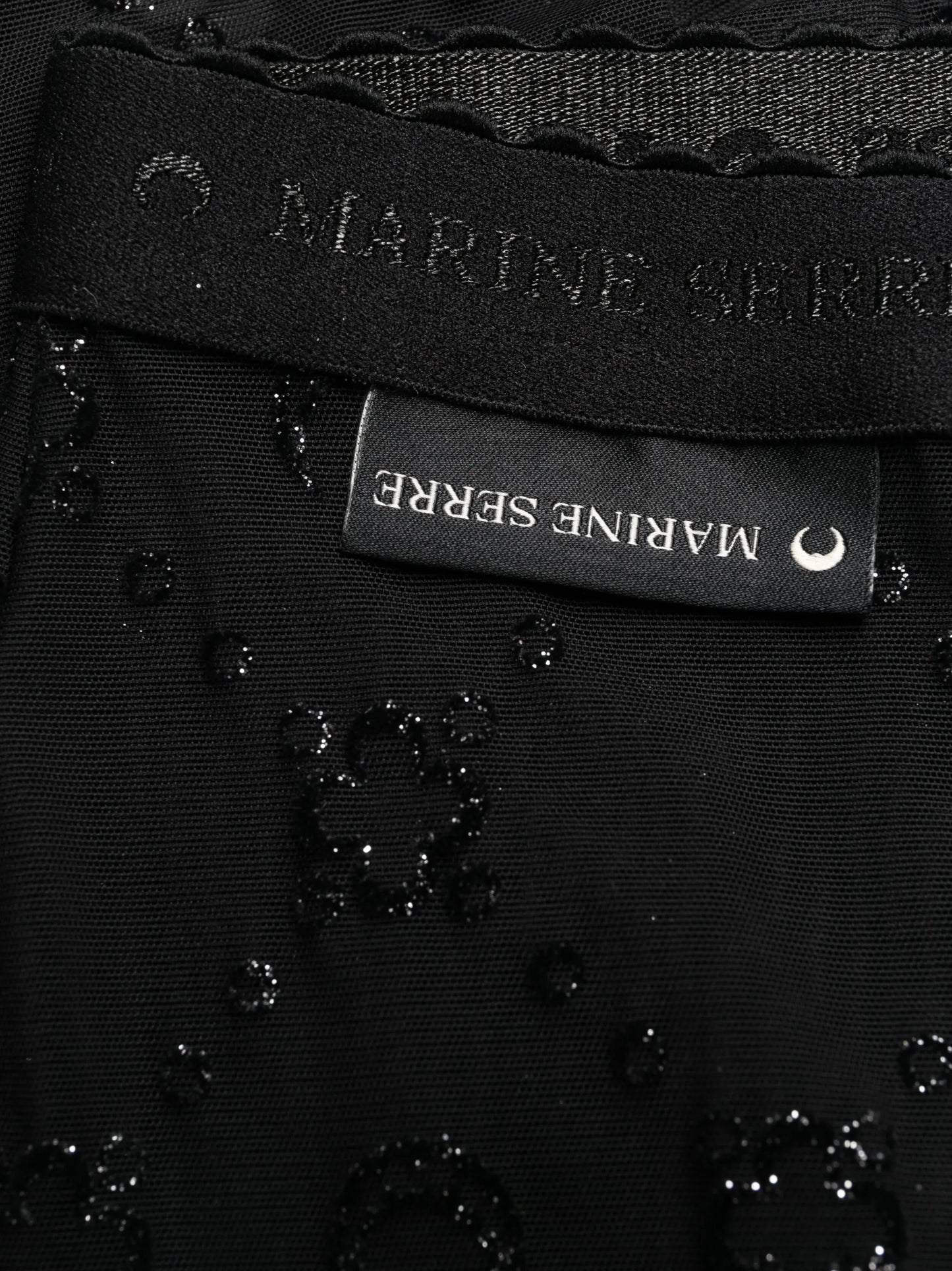 Crescent Moon-embroidered mesh tights