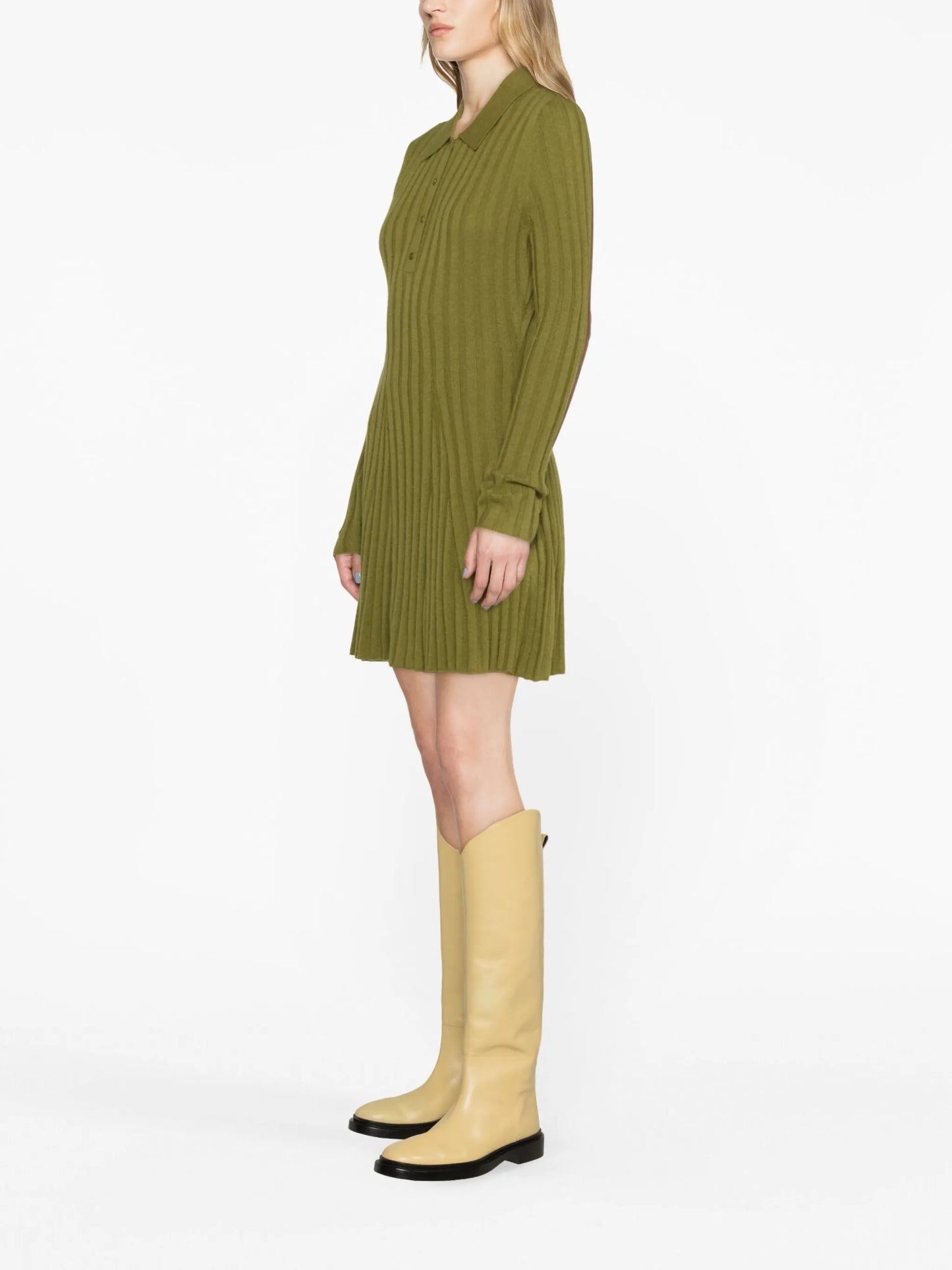 Walsh ribbed-knit polo minidress