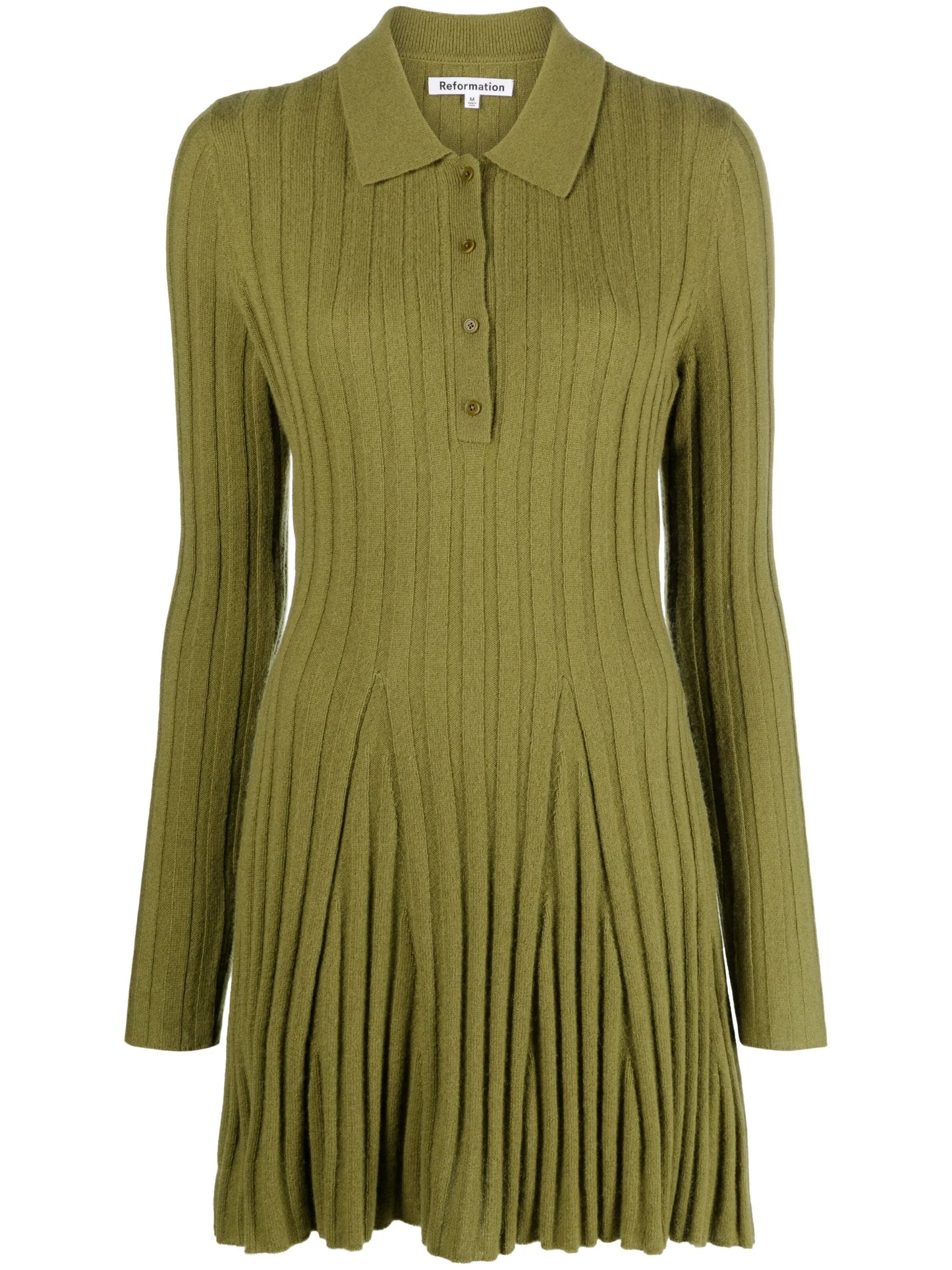 Walsh ribbed-knit polo minidress