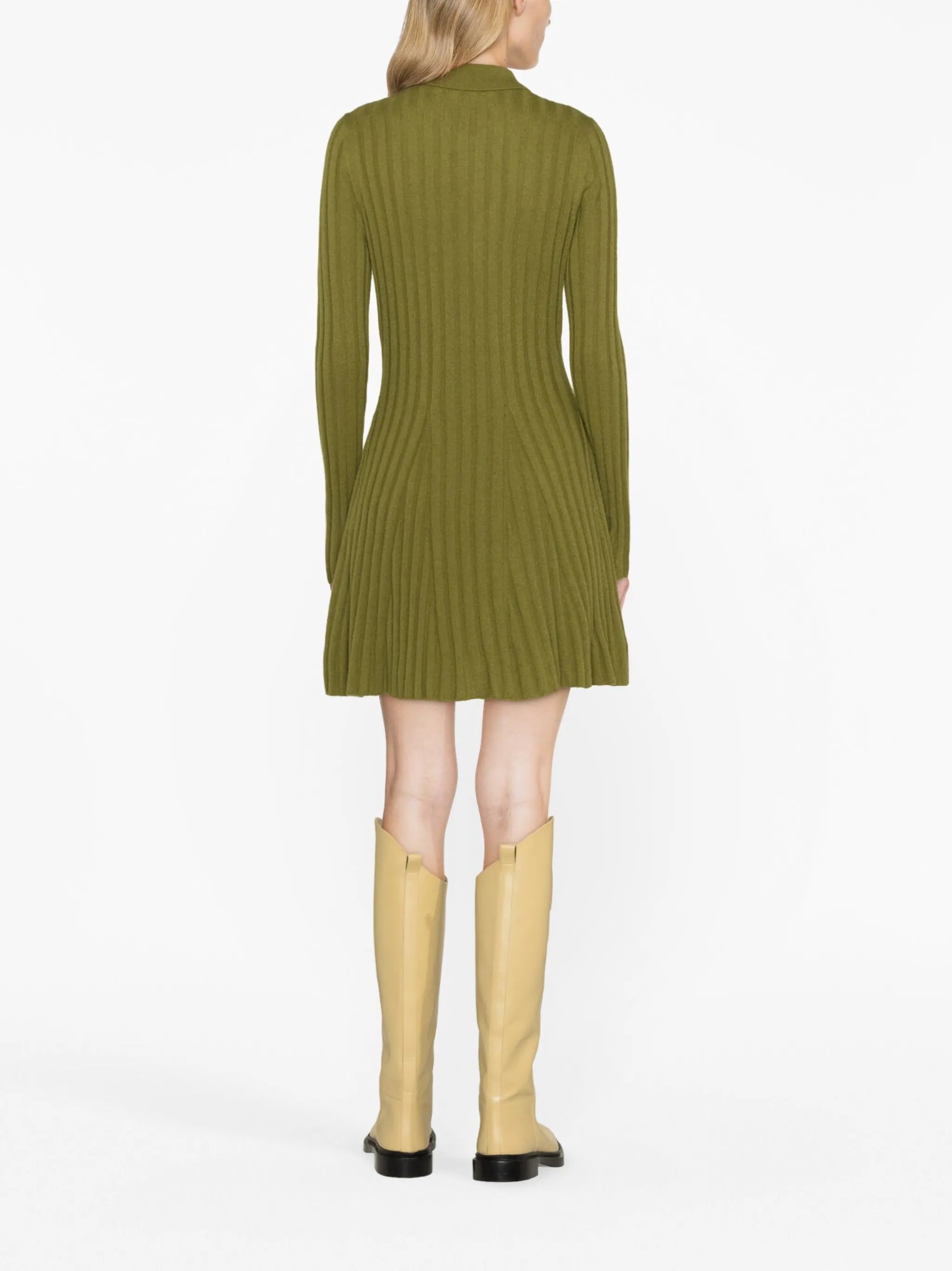 Walsh ribbed-knit polo minidress
