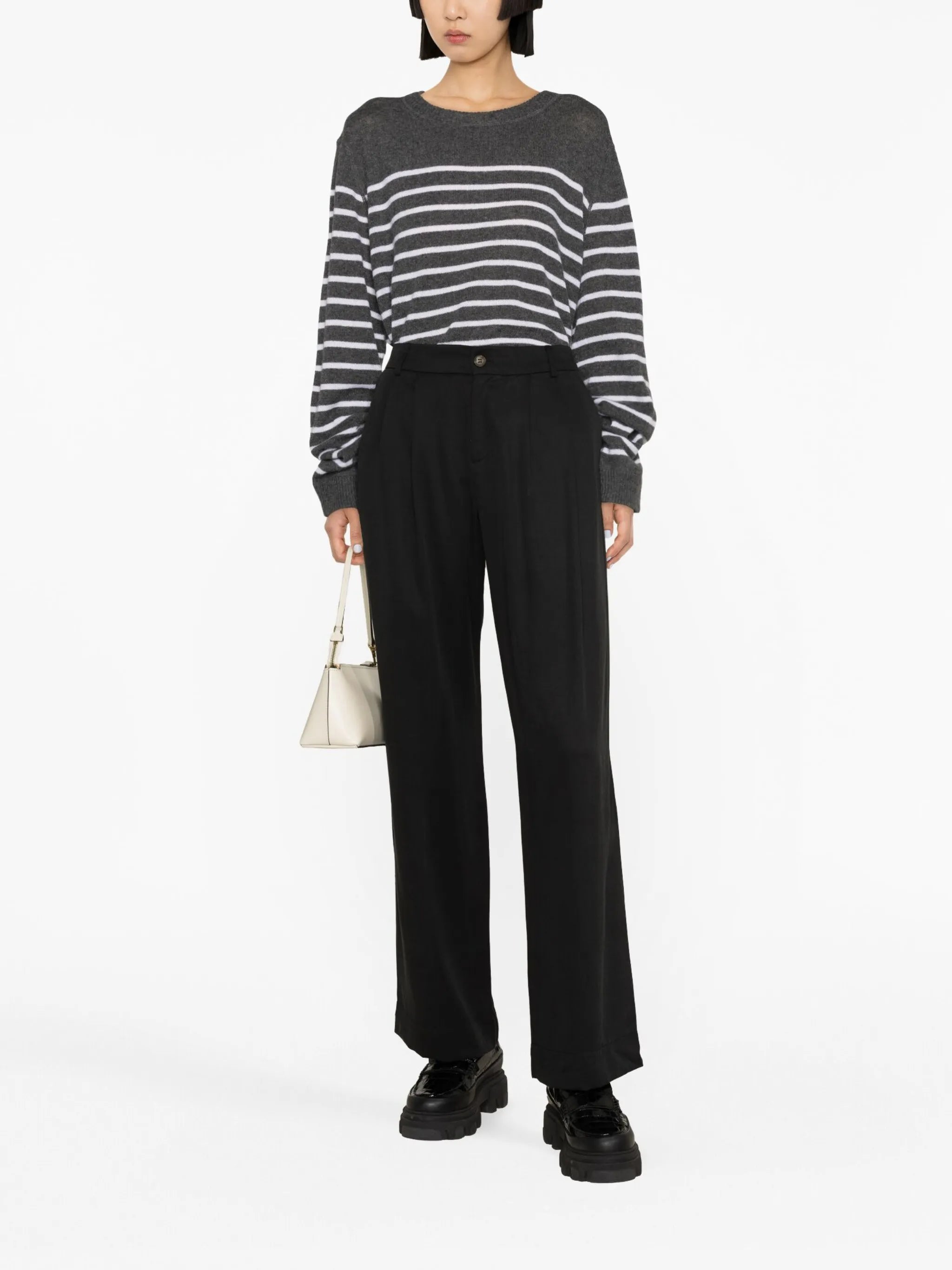 striped-pattern cashmere jumper