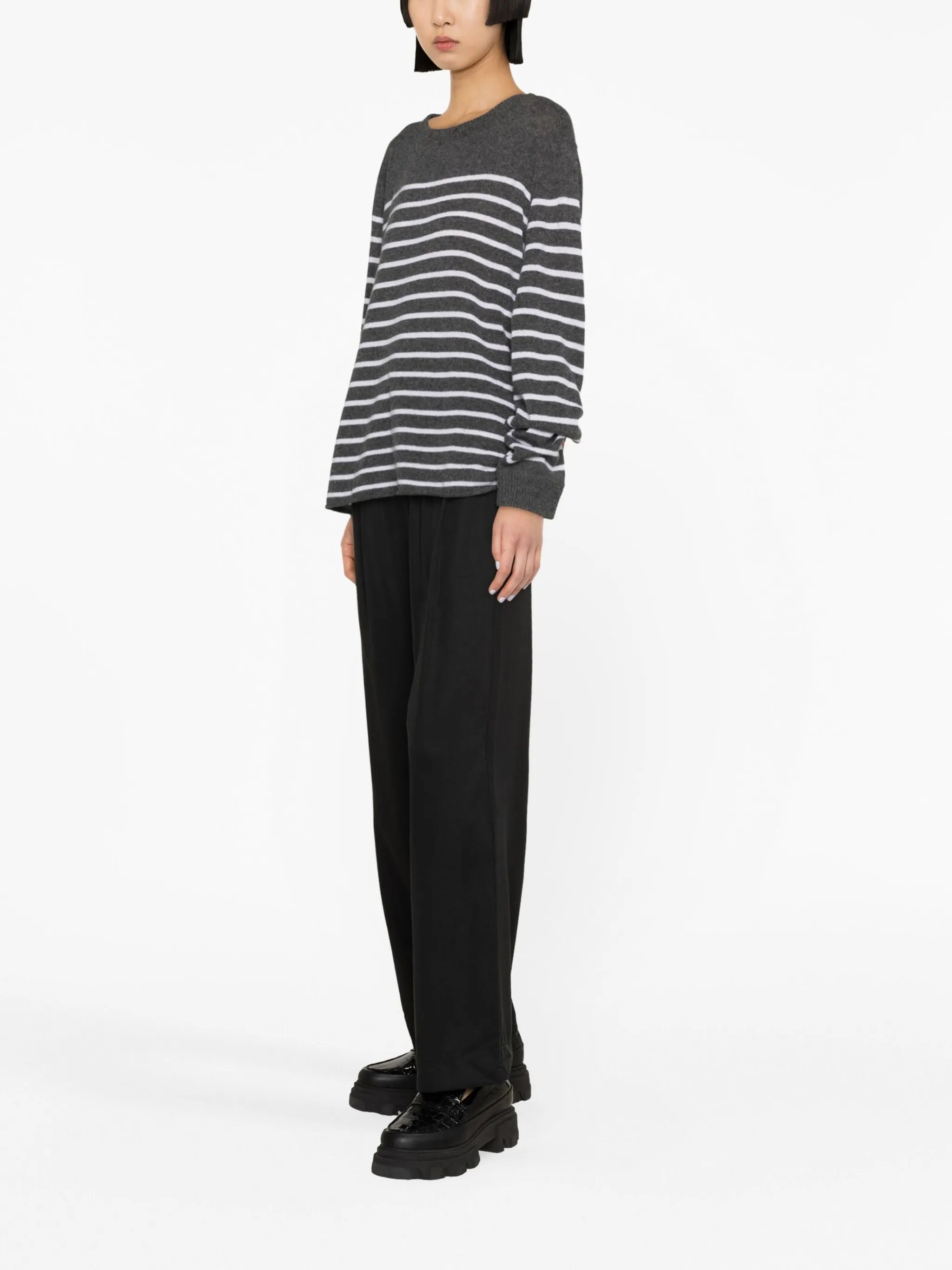 striped-pattern cashmere jumper