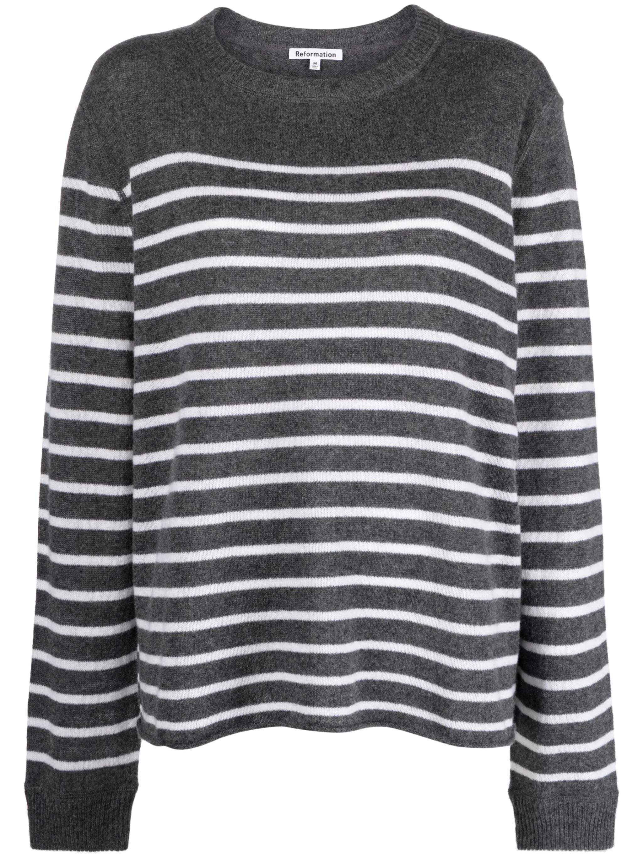 striped-pattern cashmere jumper