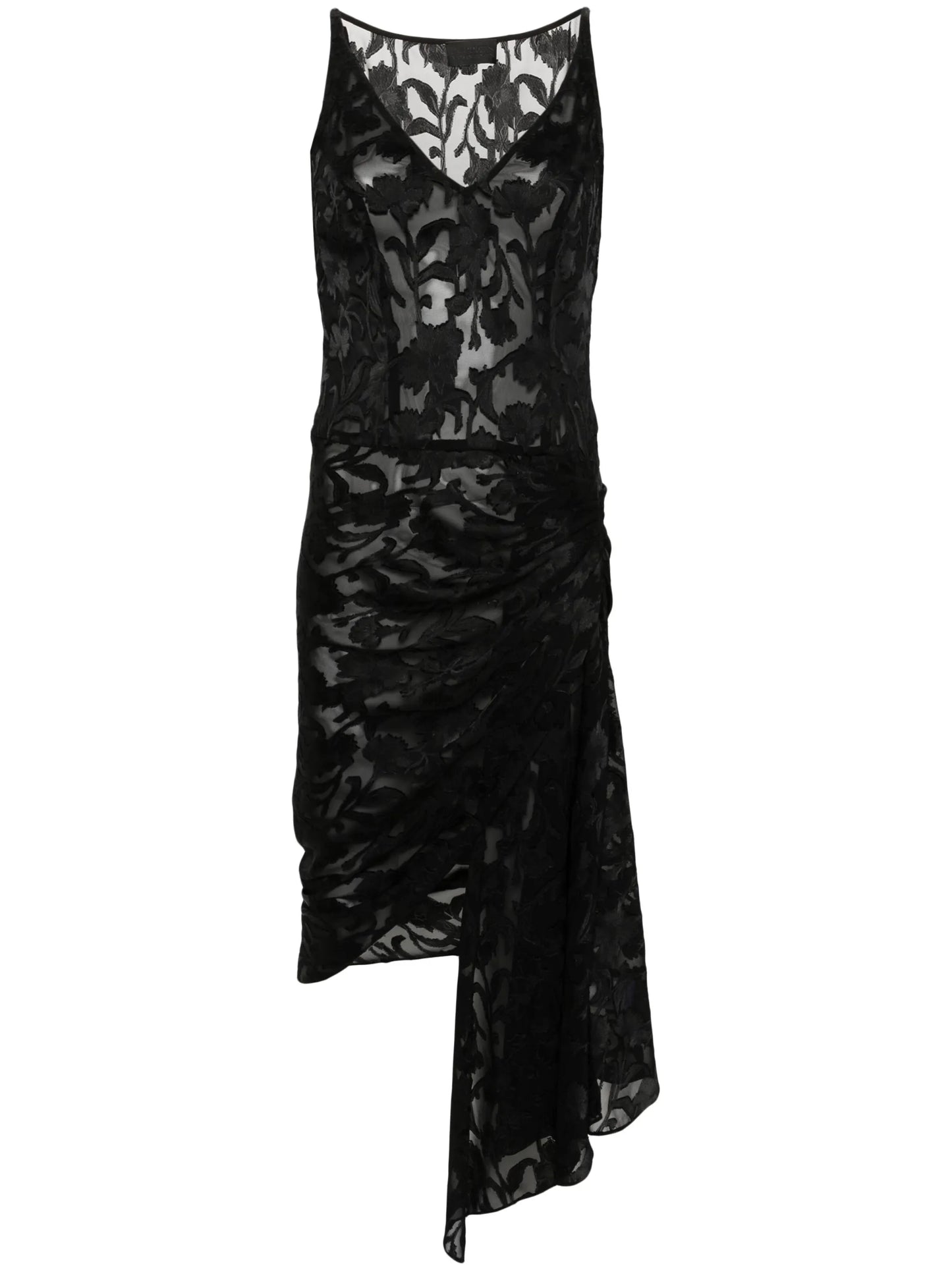 Jane floral-jacquard draped dress