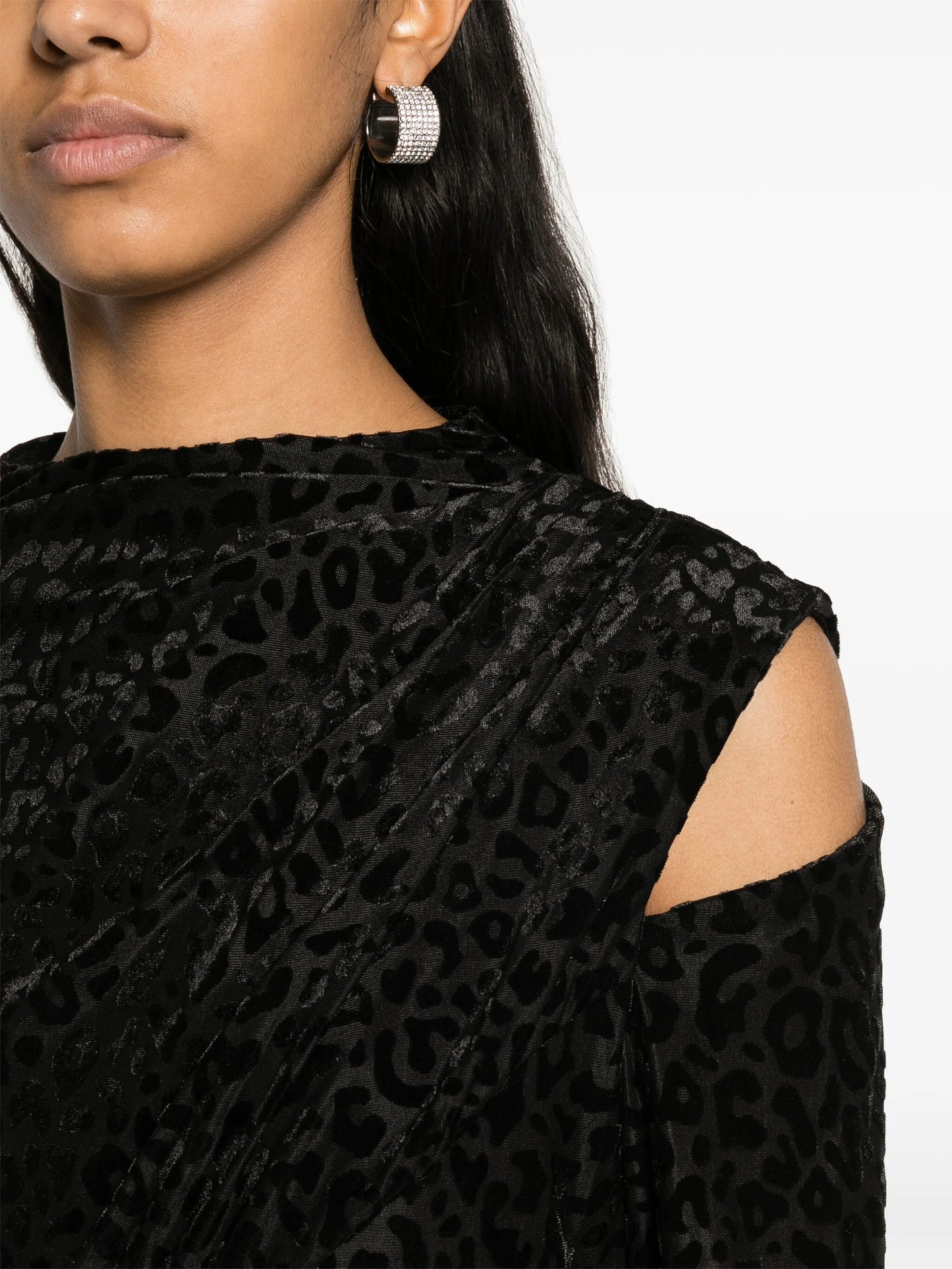 leopard-print cold-shoulder dress