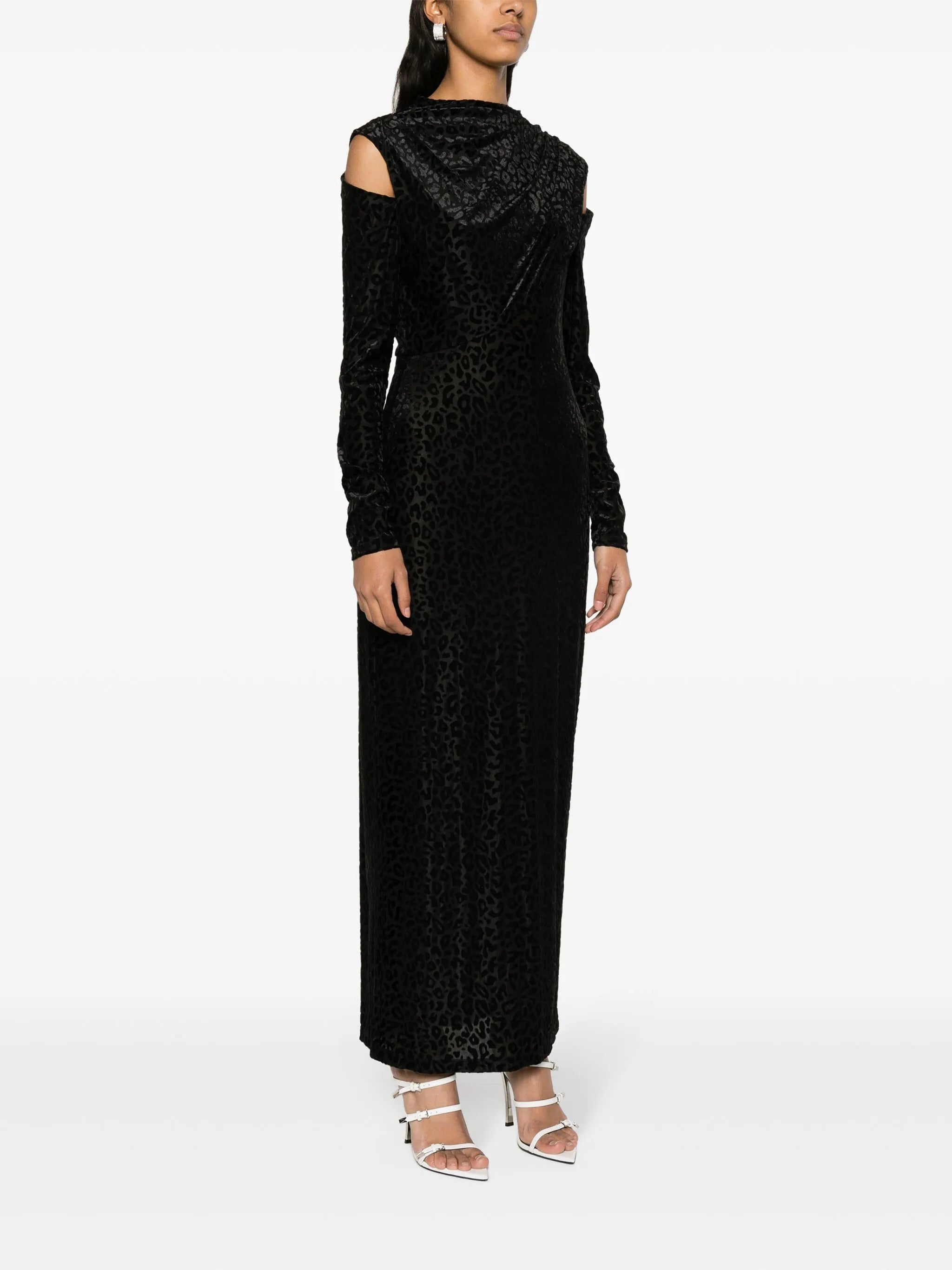leopard-print cold-shoulder dress