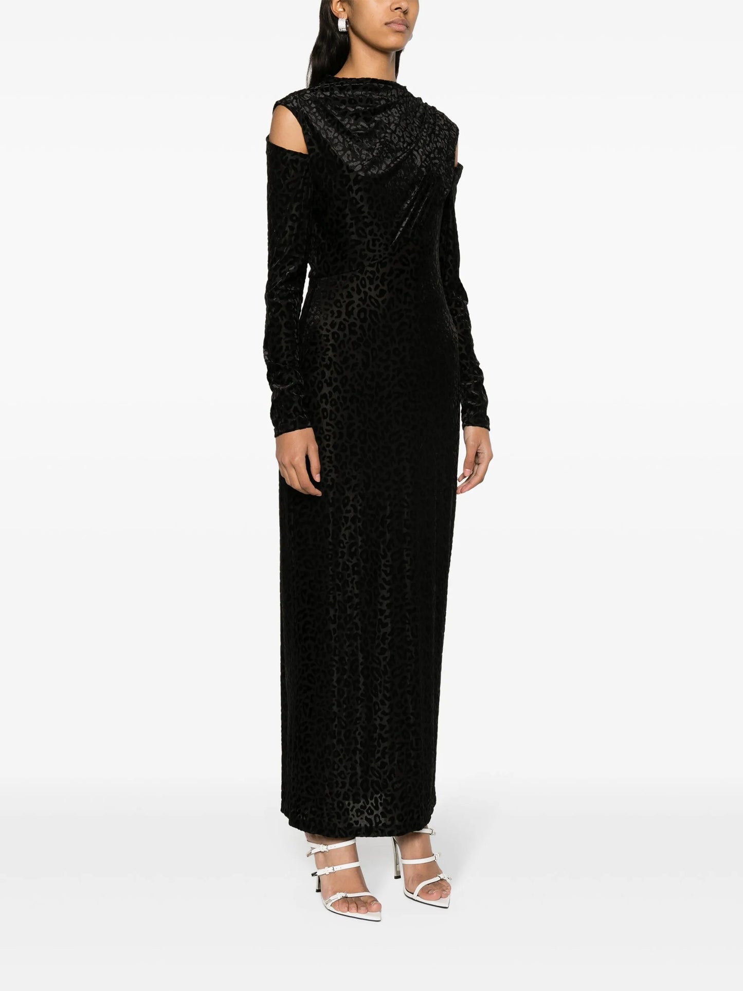 leopard-print cold-shoulder dress