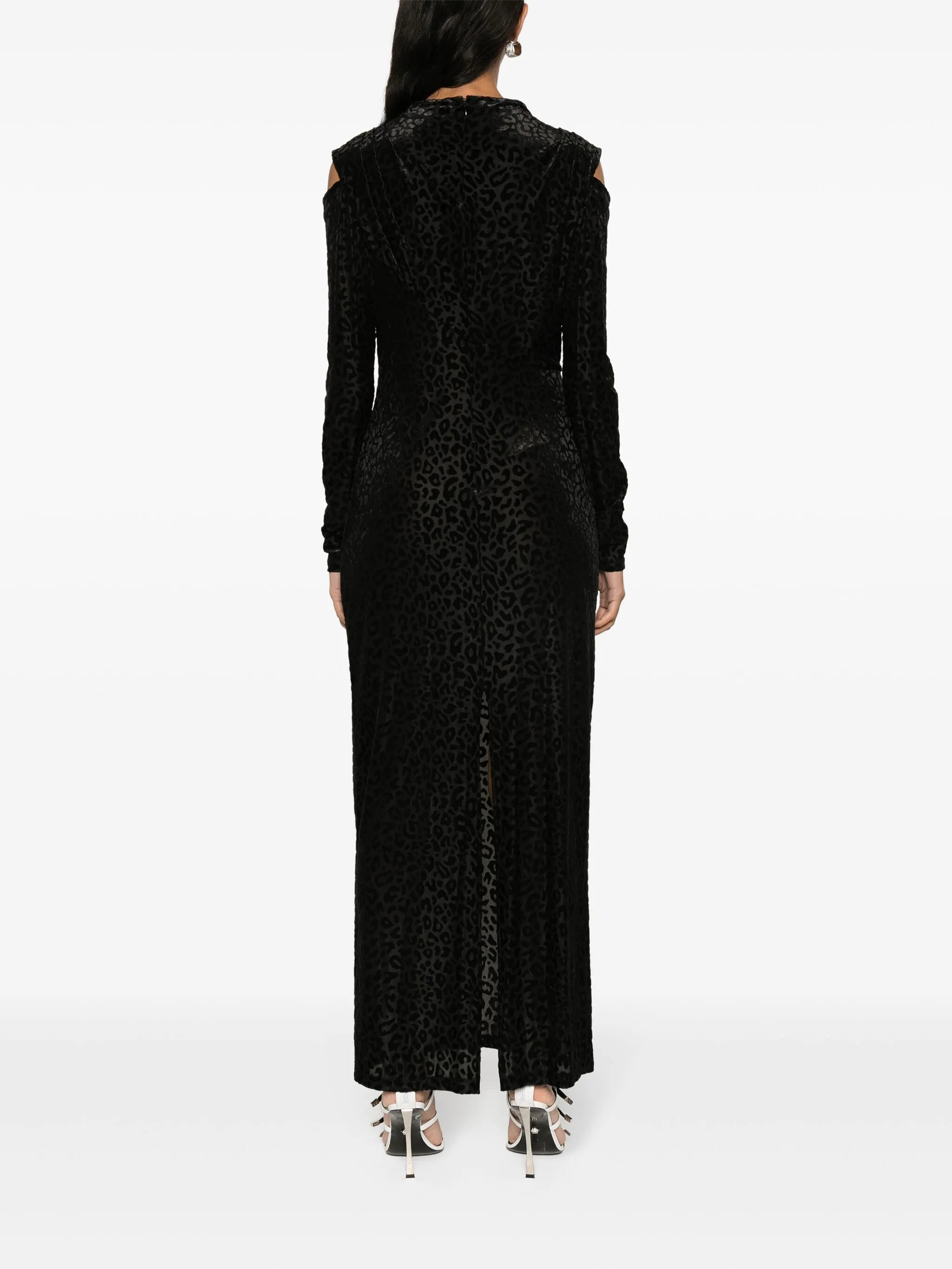 leopard-print cold-shoulder dress