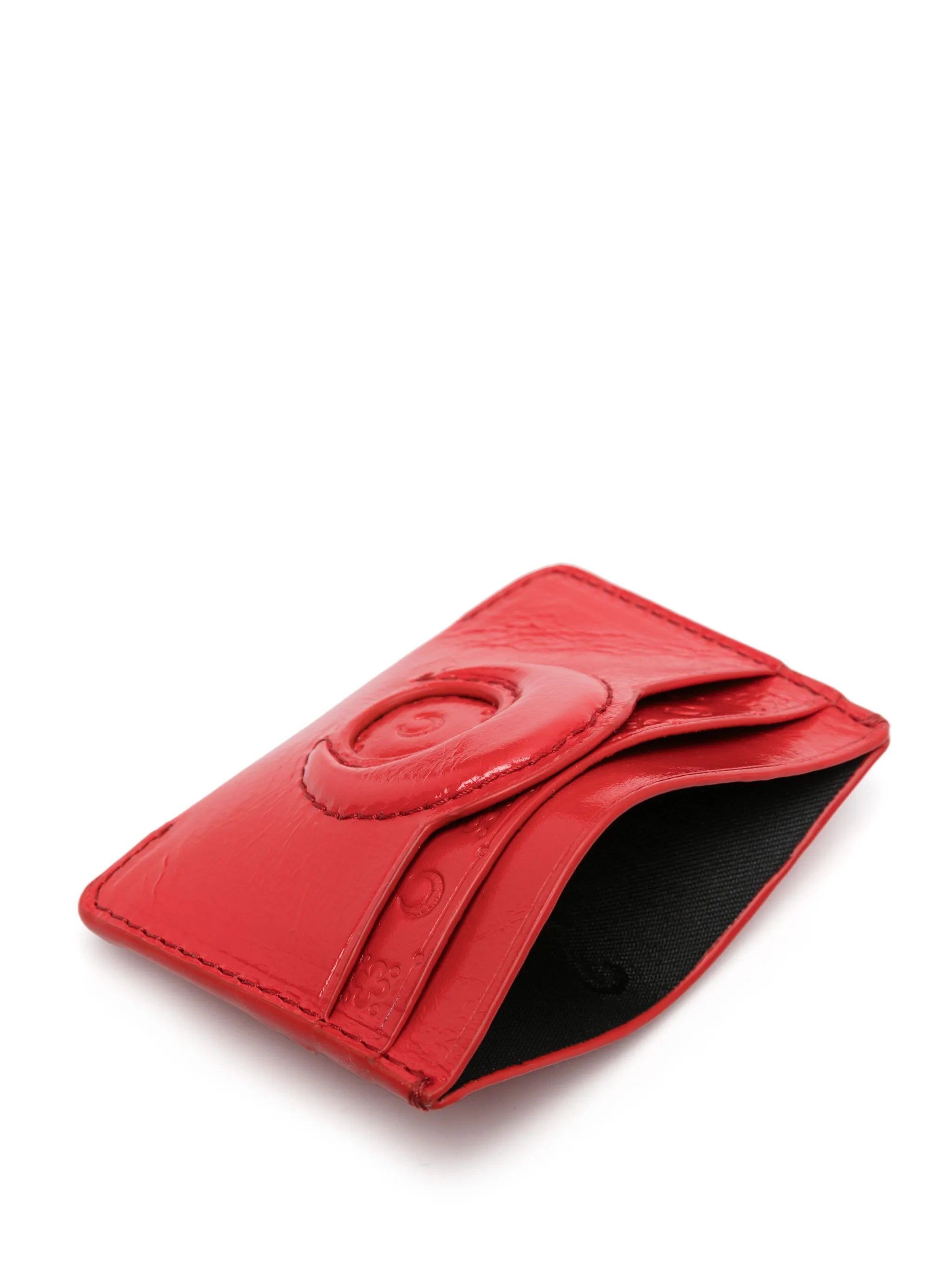 Moon-embossed leather cardholder