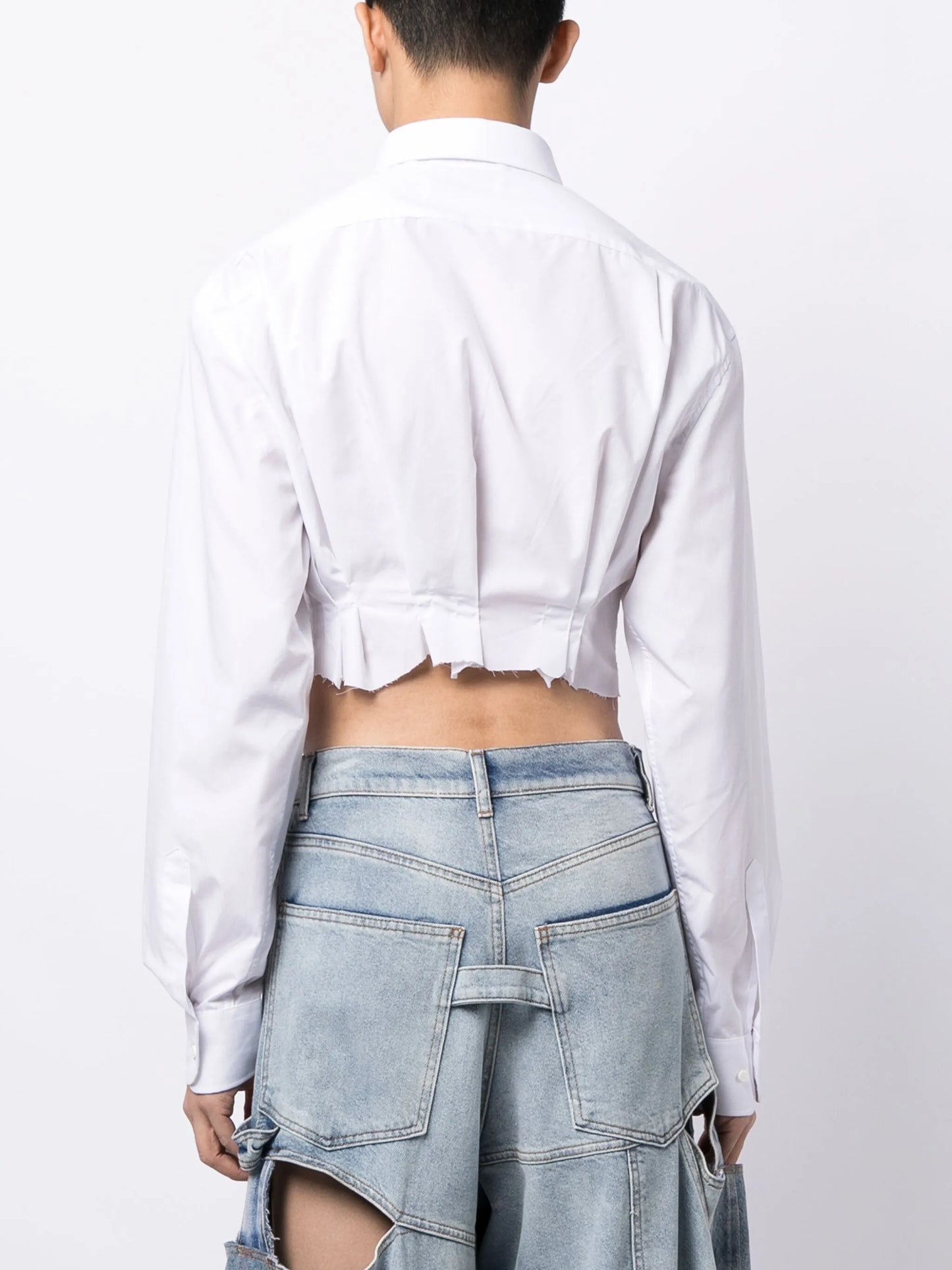 pleated poplin cropped shirt