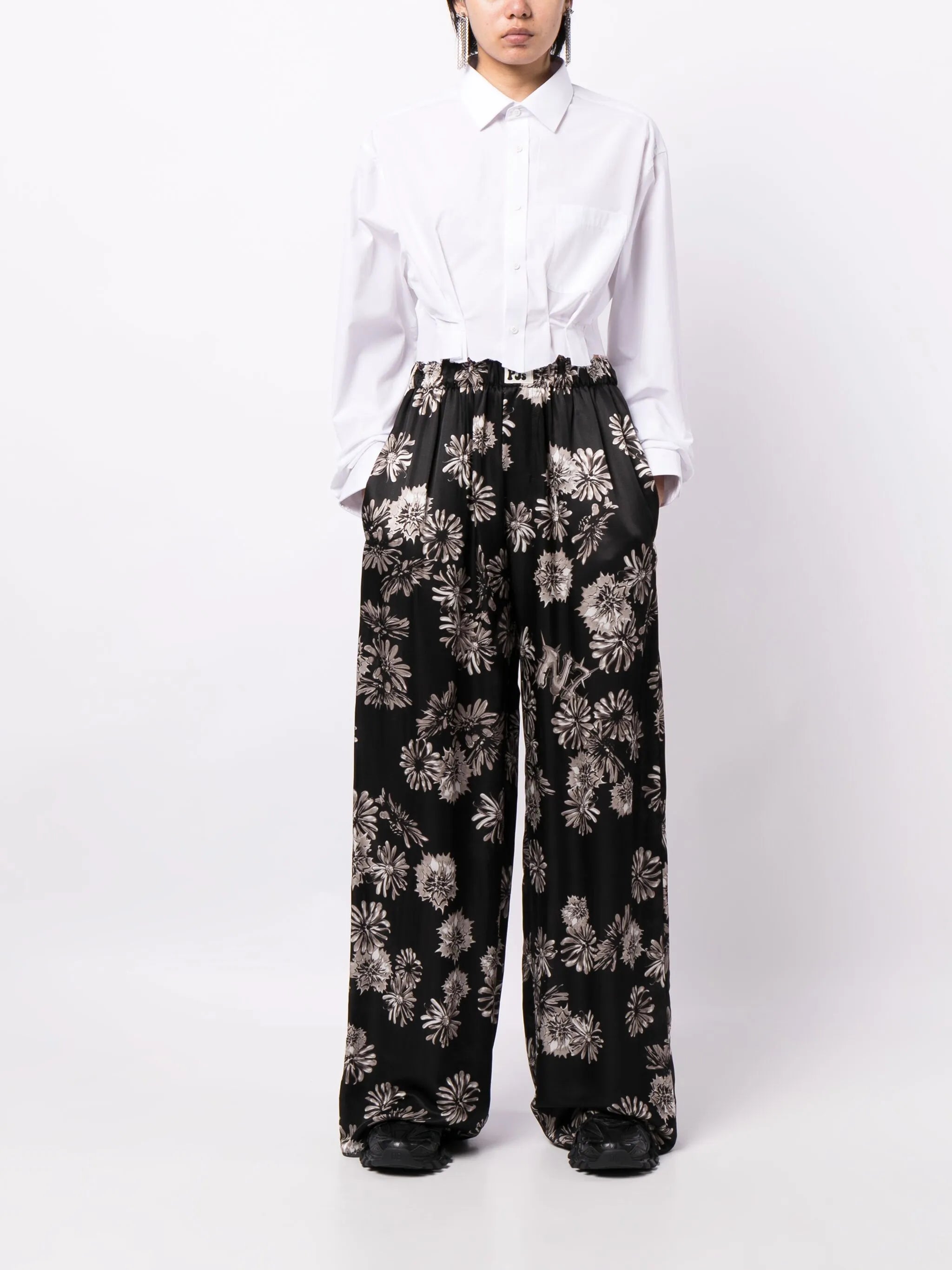 pleated poplin cropped shirt