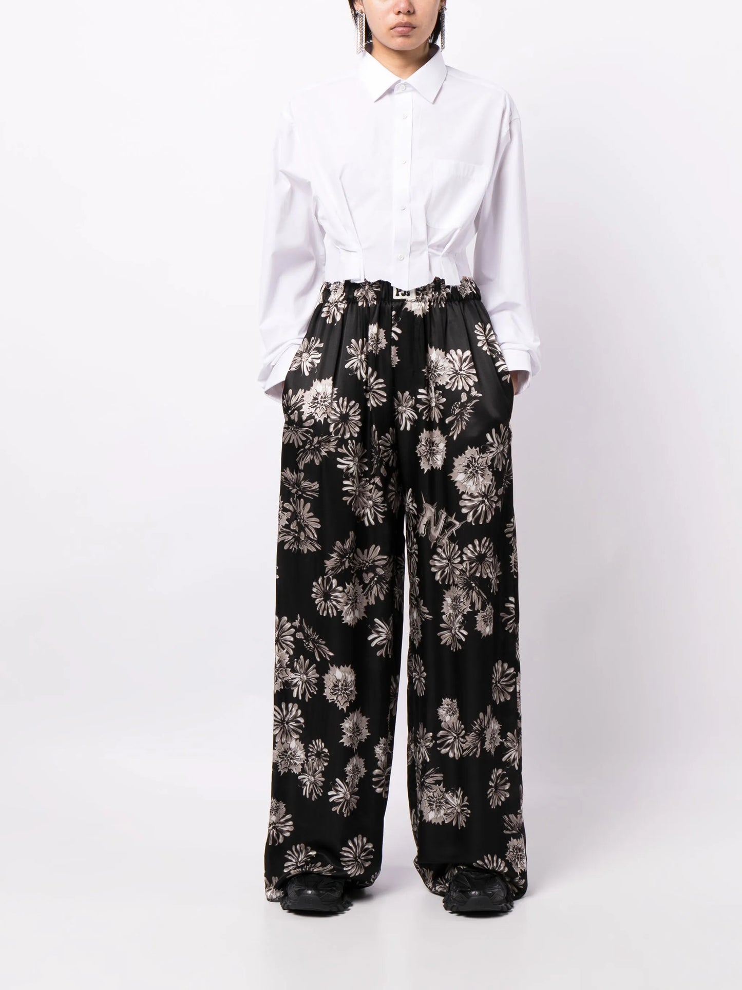 pleated poplin cropped shirt