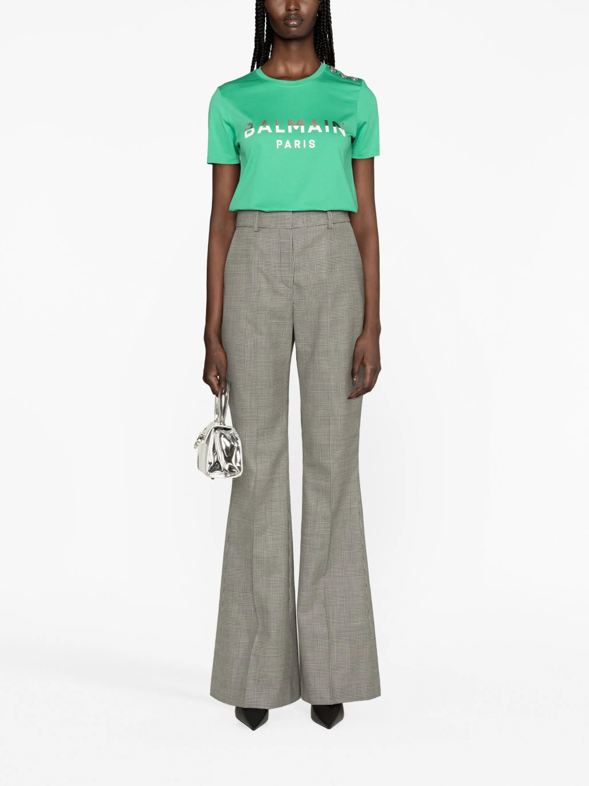 plaid-check tailored trousers