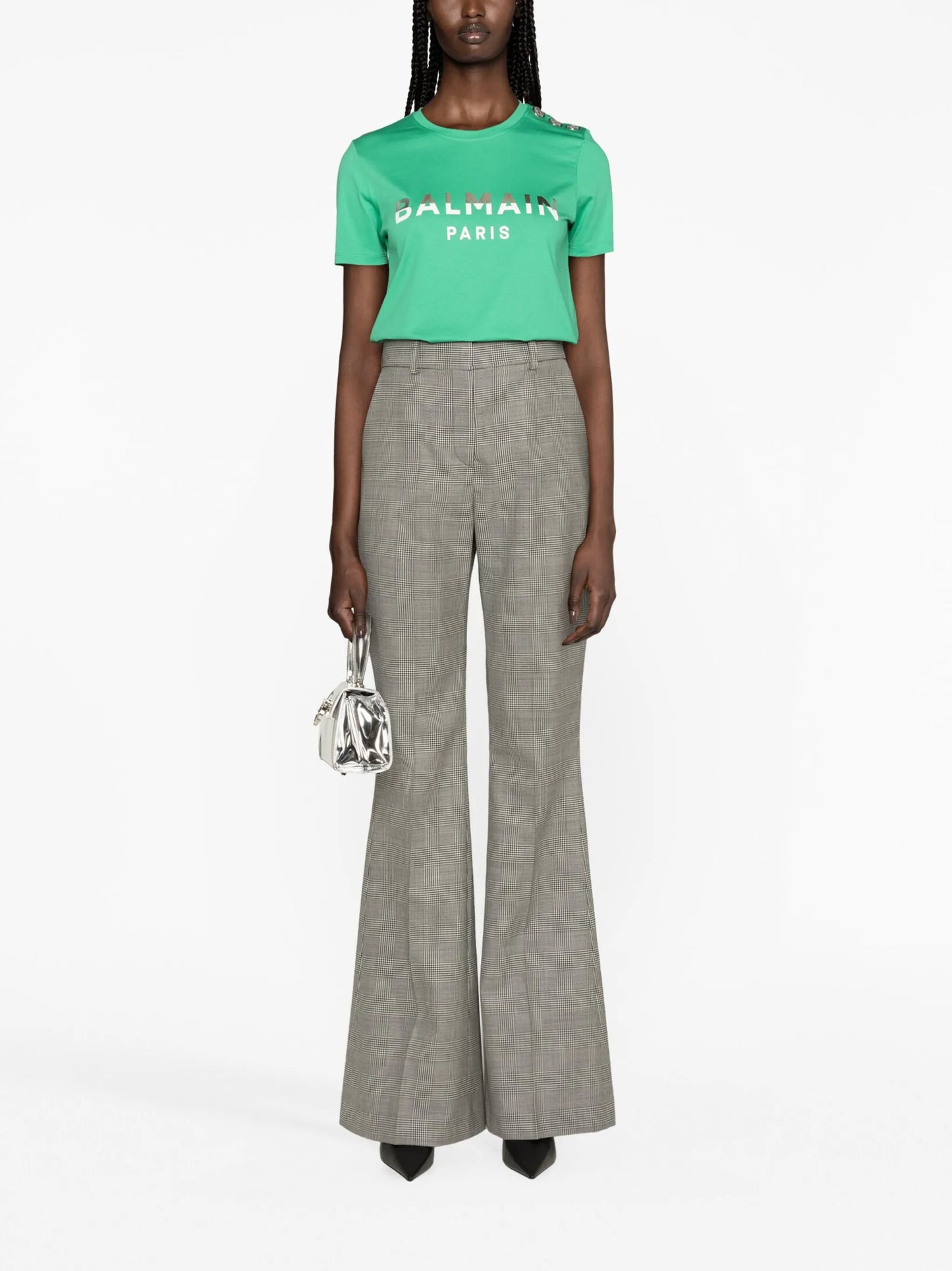 plaid-check tailored trousers