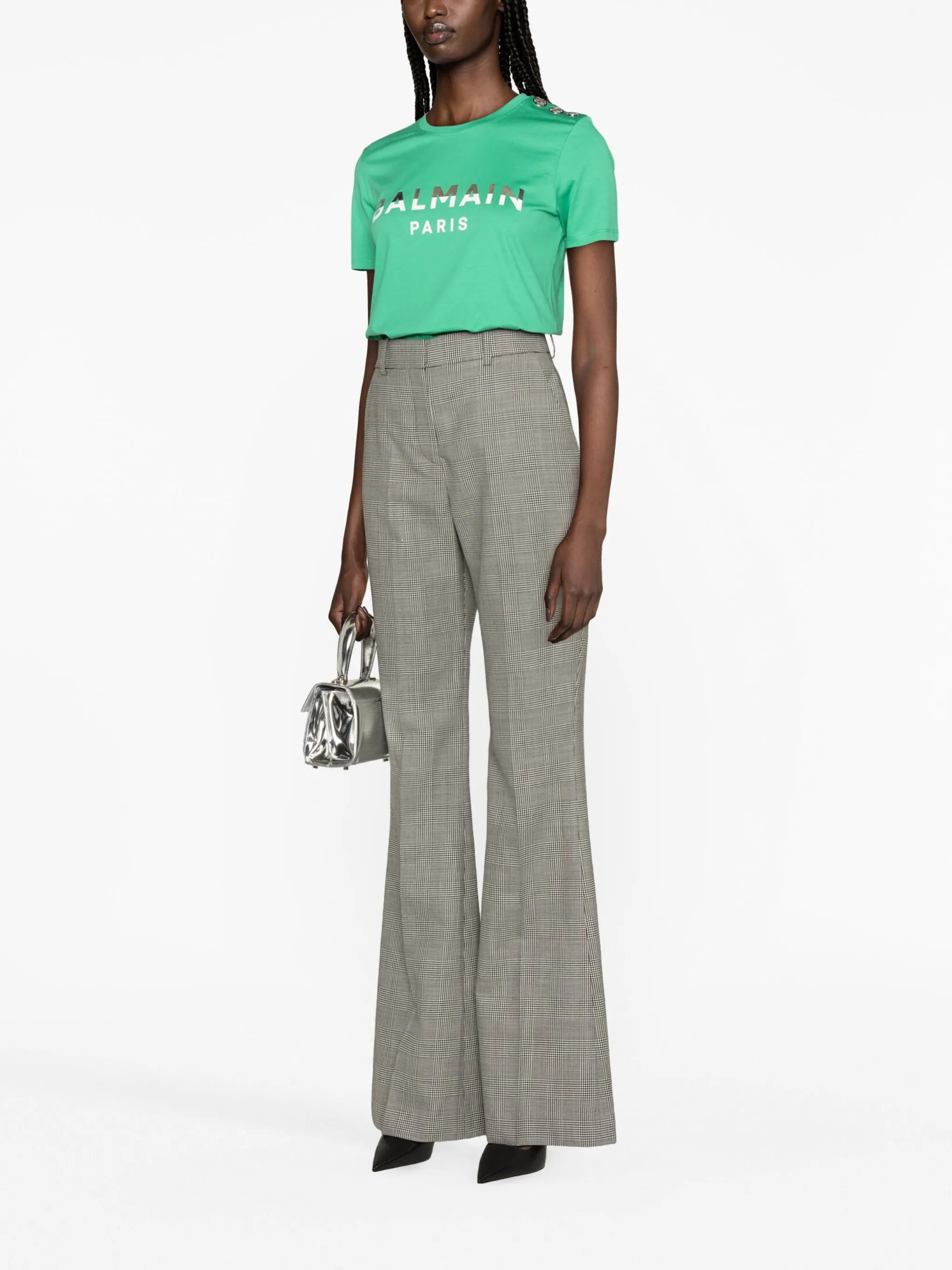 plaid-check tailored trousers