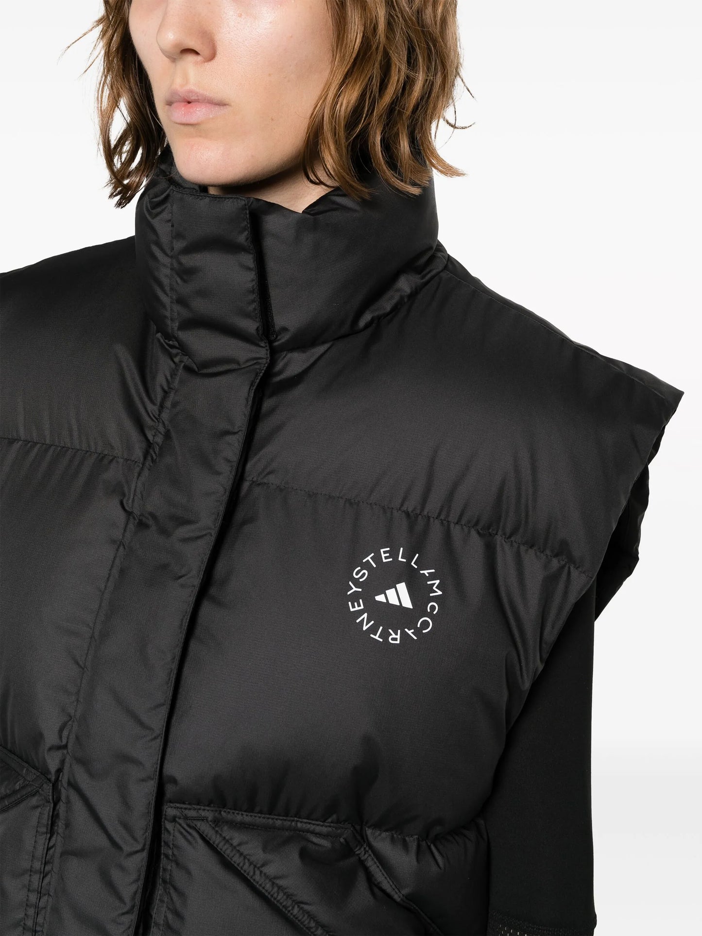 logo-print padded gilet