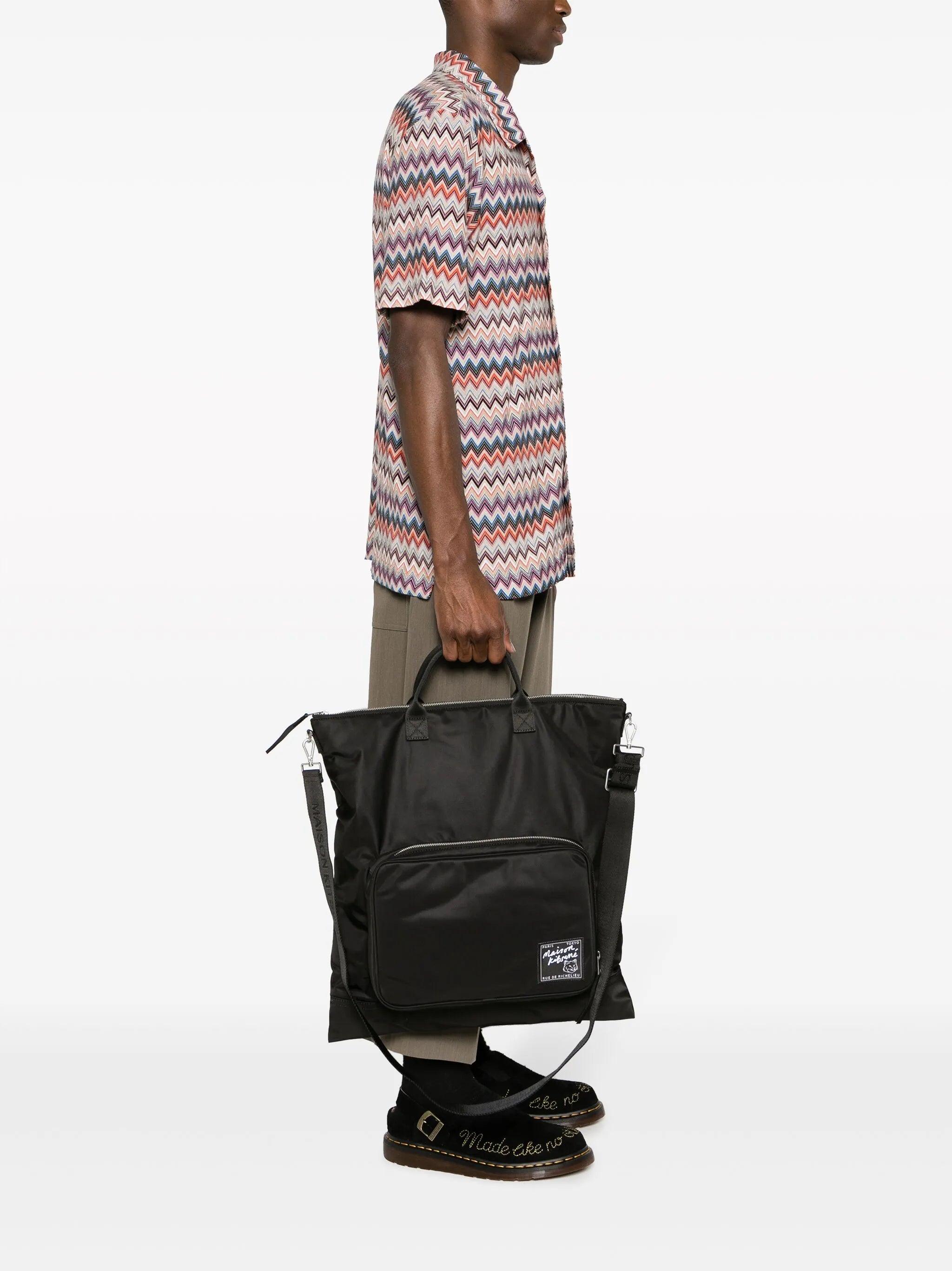 Helmet logo-patch tote bag