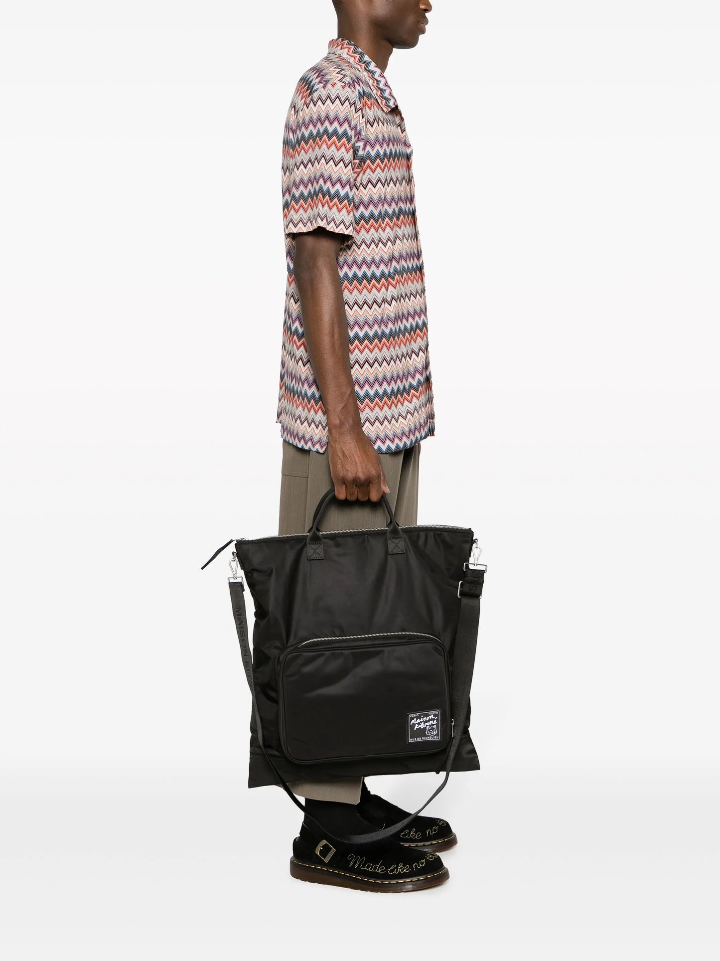 Helmet logo-patch tote bag