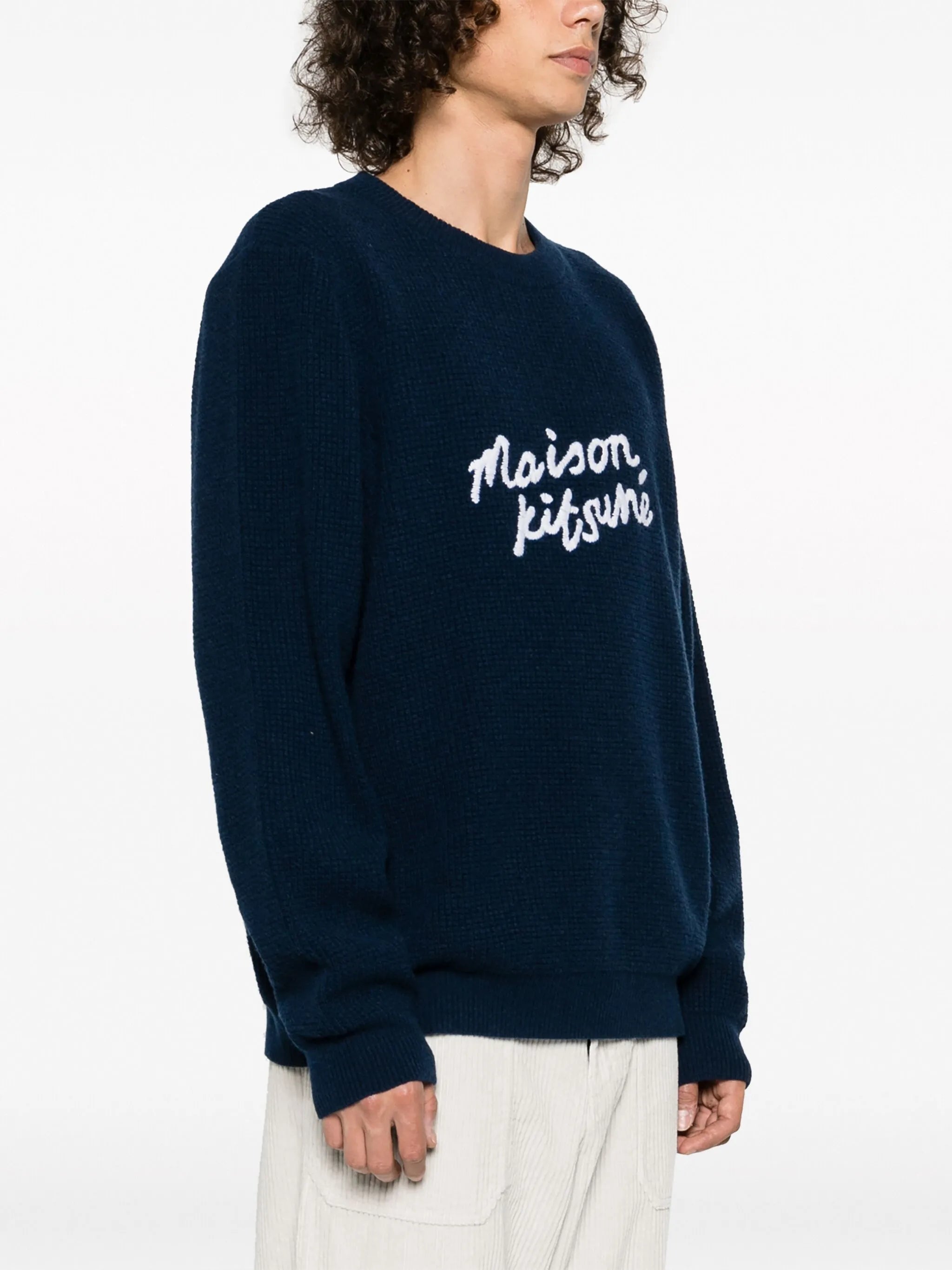logo-embroidered wool jumper