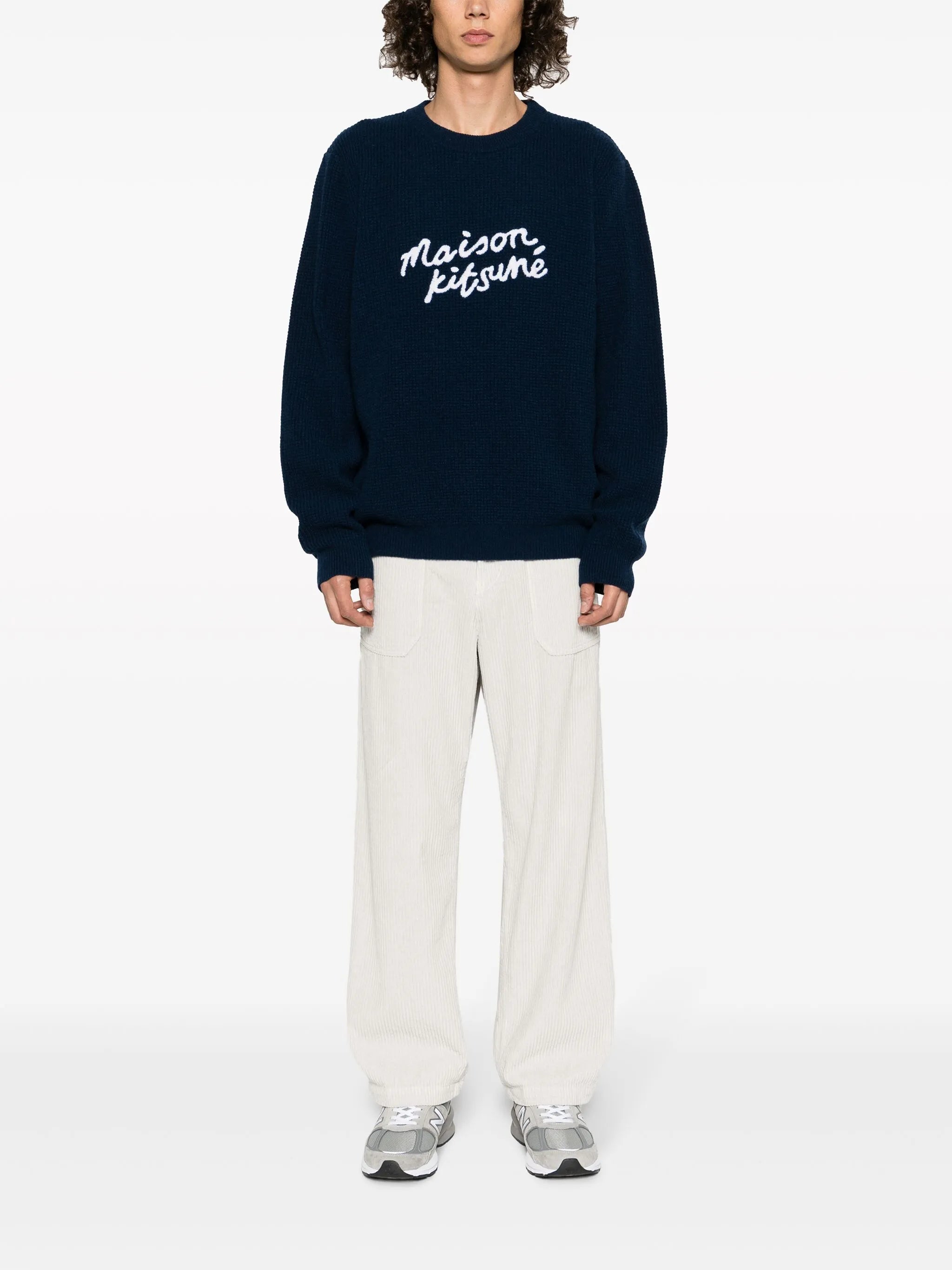 logo-embroidered wool jumper